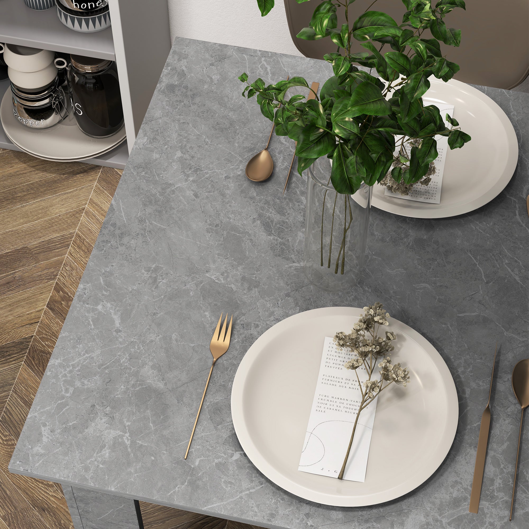 HOMCOM Square Dining Table for 2, Modern Kitchen Table with Faux Concrete Effect, Non-slip Foot Pads for Living Room, Dining Room, Cement Grey