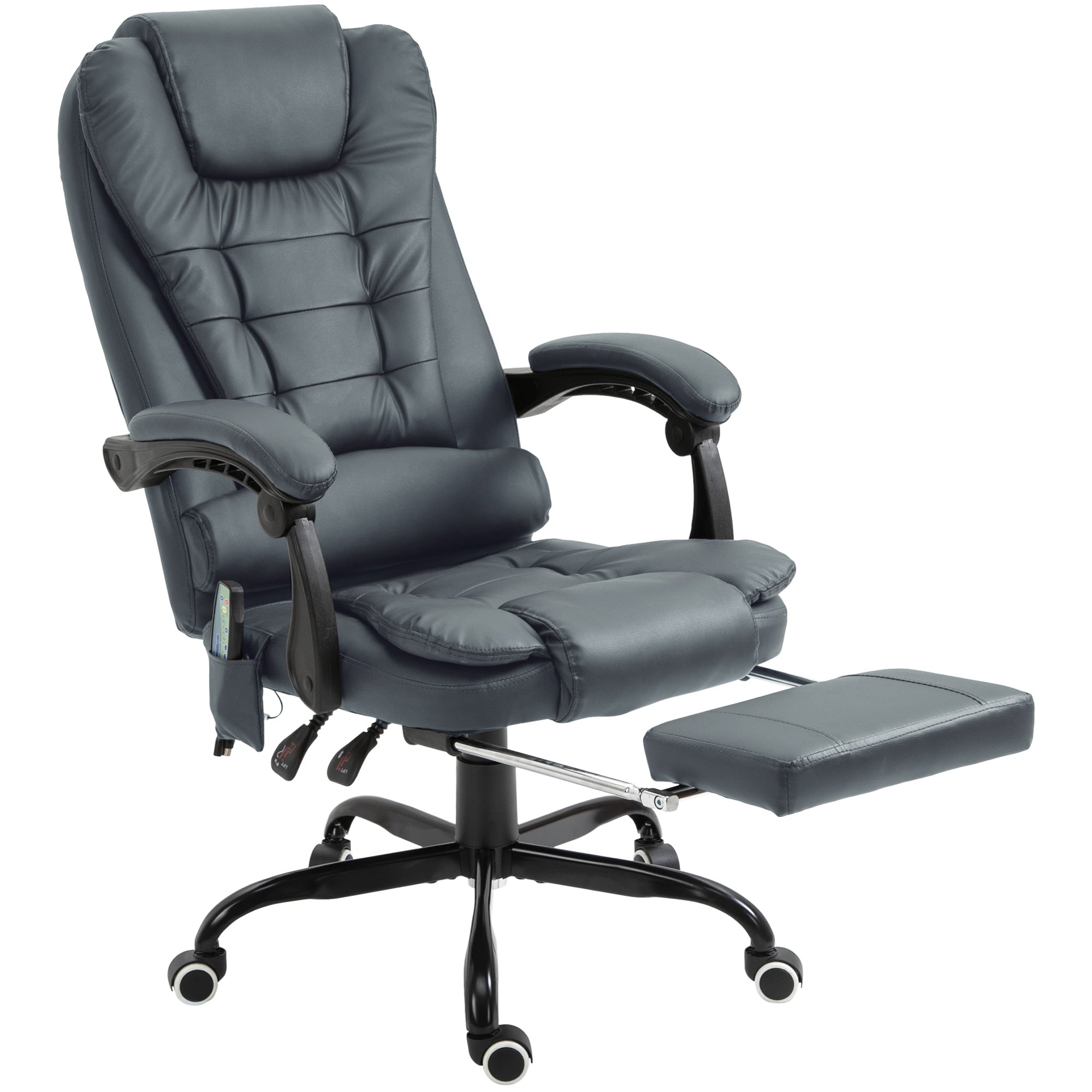 7-Point Massage Office Chair w/ Lumbar Support, Footrest & Adjustable Height, Blue