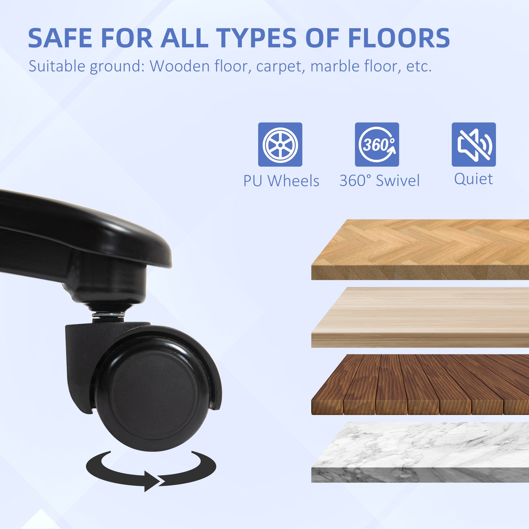 Big and Tall Office Chair, Up to 450 lbs. Overstuffed Executive Office Chair with Swivel Wheels, High Back for Heavy People, Grey