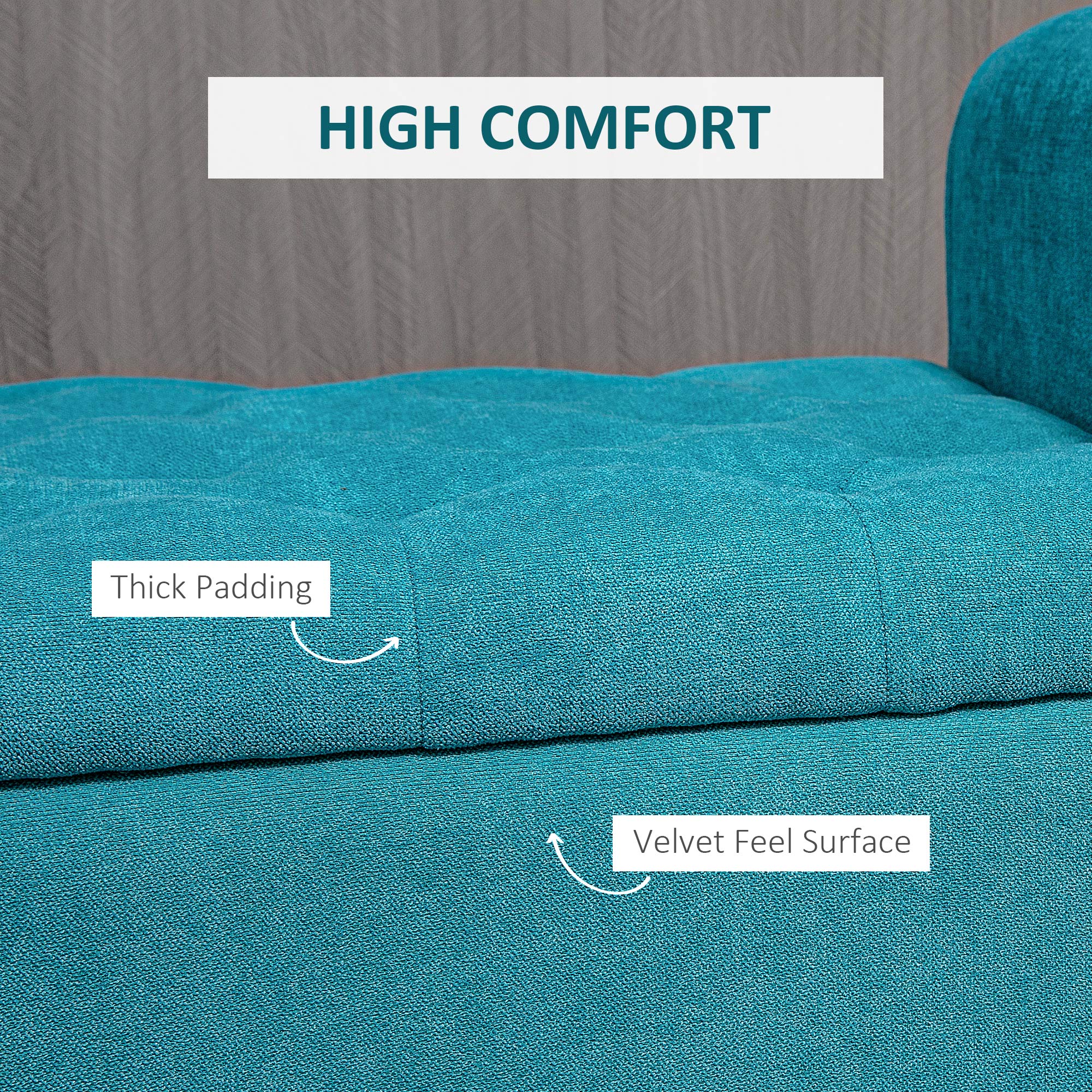 50 Inches Tufted Storage Ottoman, End of Bed Bench w/ Rolled Arms & Wood Legs, Teal