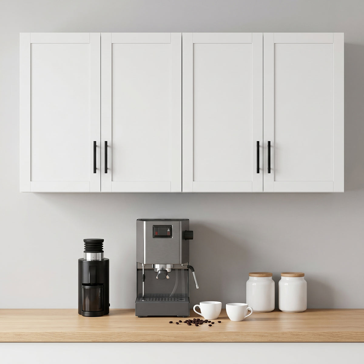 2-Piece Bathroom Wall Cabinet, Wall Mounted Over the Toilet Space Saver with 2 Doors and Adjustable Shelf Storage for Bathroom, White