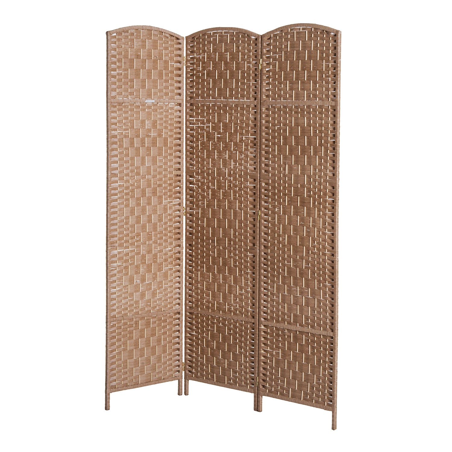HOMCOM 3 Panels Room Divider, 6 Ft Tall Indoor Portable Folding Privacy Screens, Hand-Woven Double Hinged Freestanding Partition Wall Divider for Home Office, Natural
