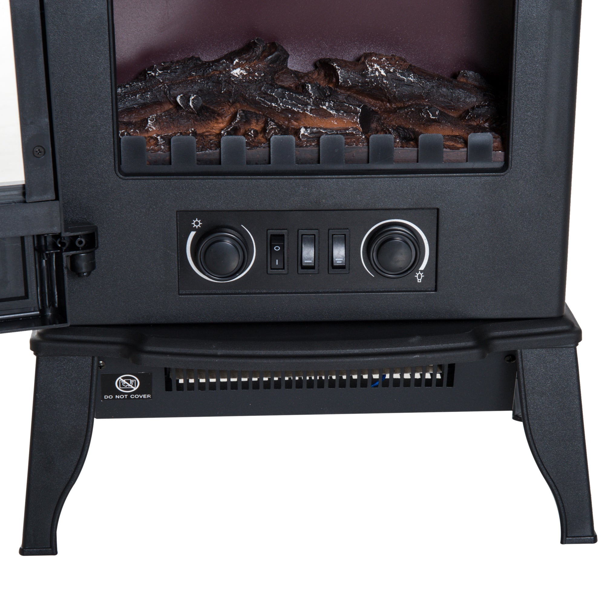Freestanding Electric Fireplace, Electric Stove Heater with LED Flame Effect, Overheating Safety System, 1000W/2000W Black