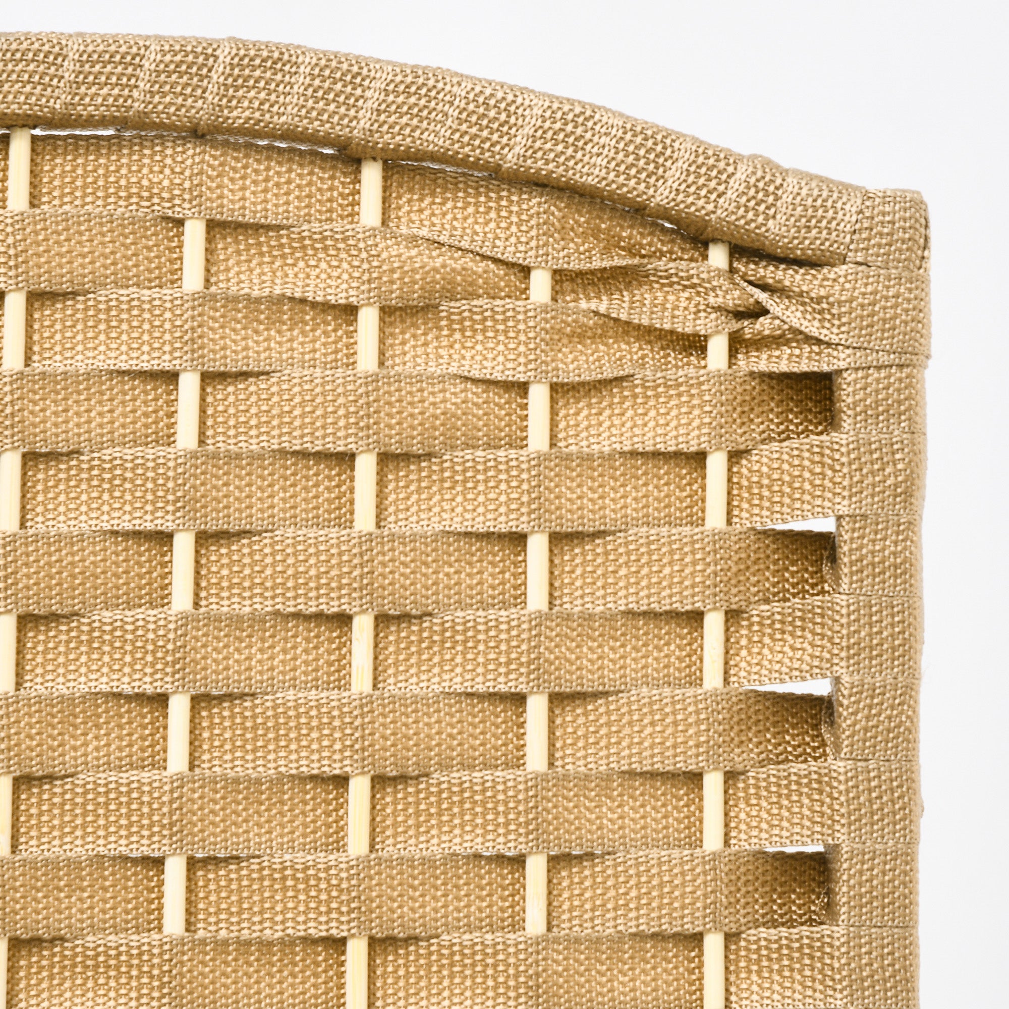 4 Panel 5.6' Tall Privacy Screen Freestanding Room Divider, Nature Wood