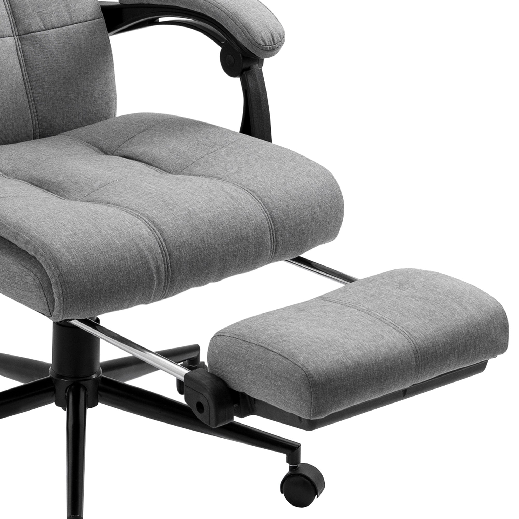 Vinsetto Office Chair Ergonomic Desk Chair, Computer Chair with Footrest & Head Pillow, 360° Swivel Recliner Chair for Home Office, Light Grey