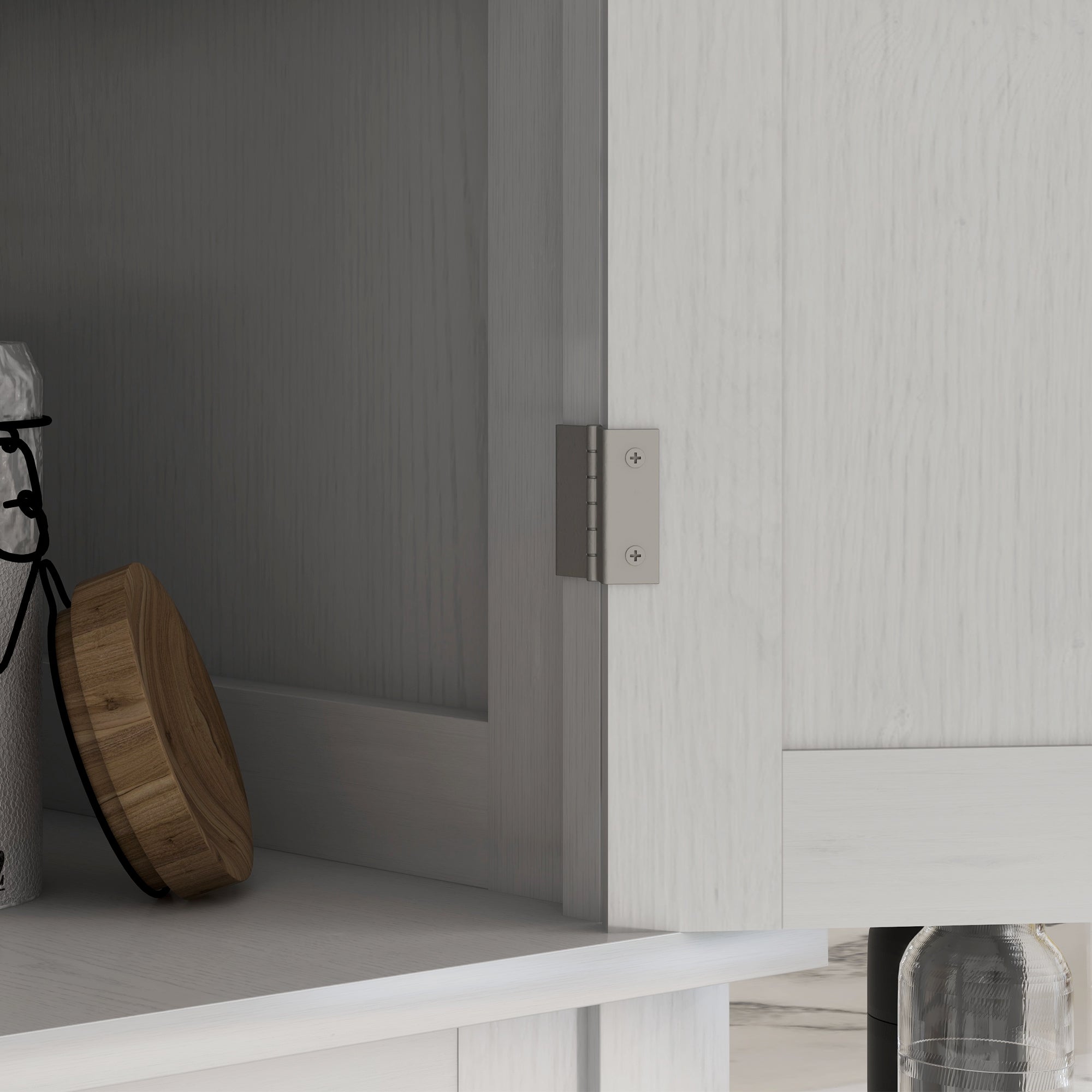 72.5" Freestanding Food Pantry Cabinet with Drawer, Doors and Shelves, White Wood Grain