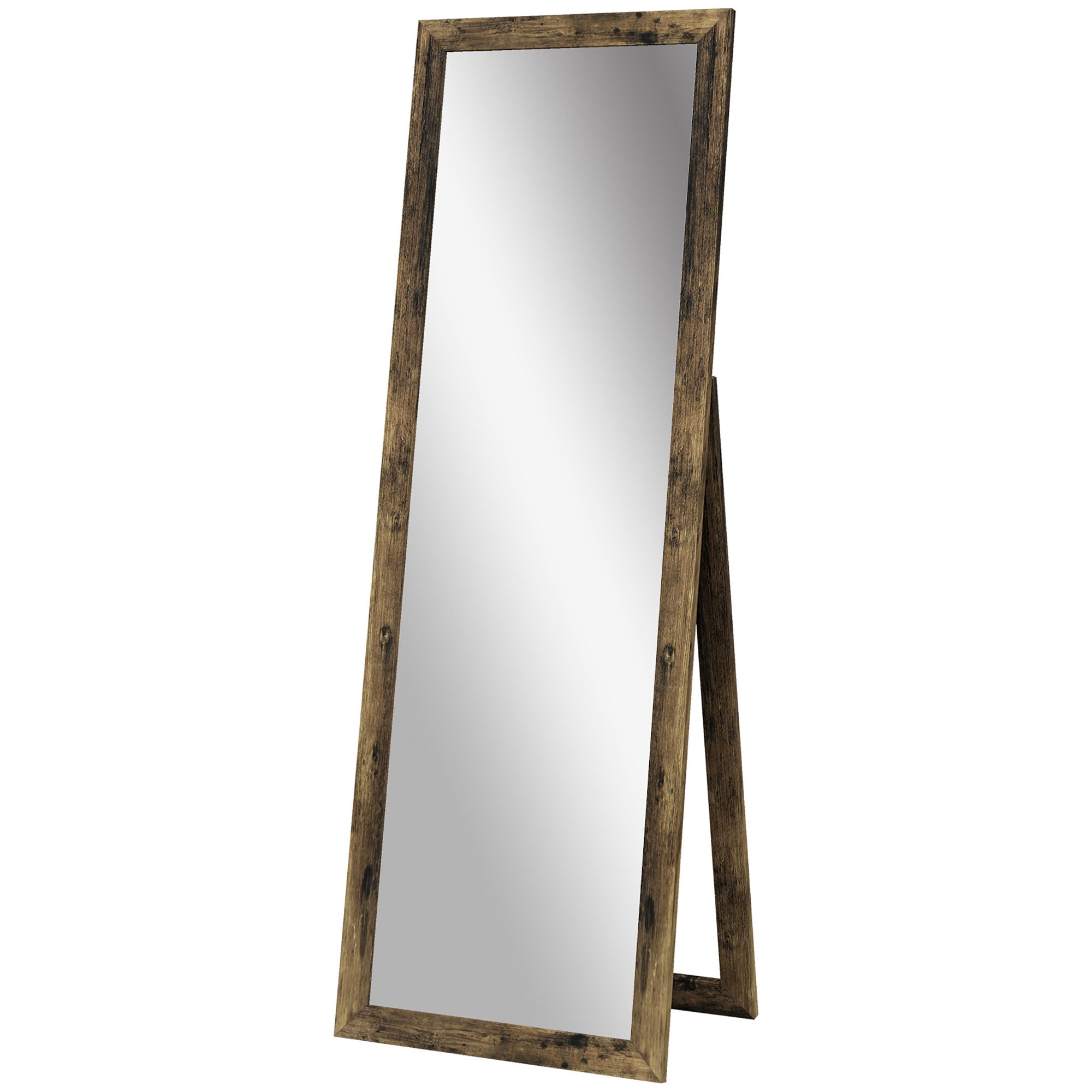 HOMCOM 58" x 20" Full Length Mirror, Floor Standing Mirror, Rectangular Full Body Mirror for Bedroom, Living Room, Rustic Brown