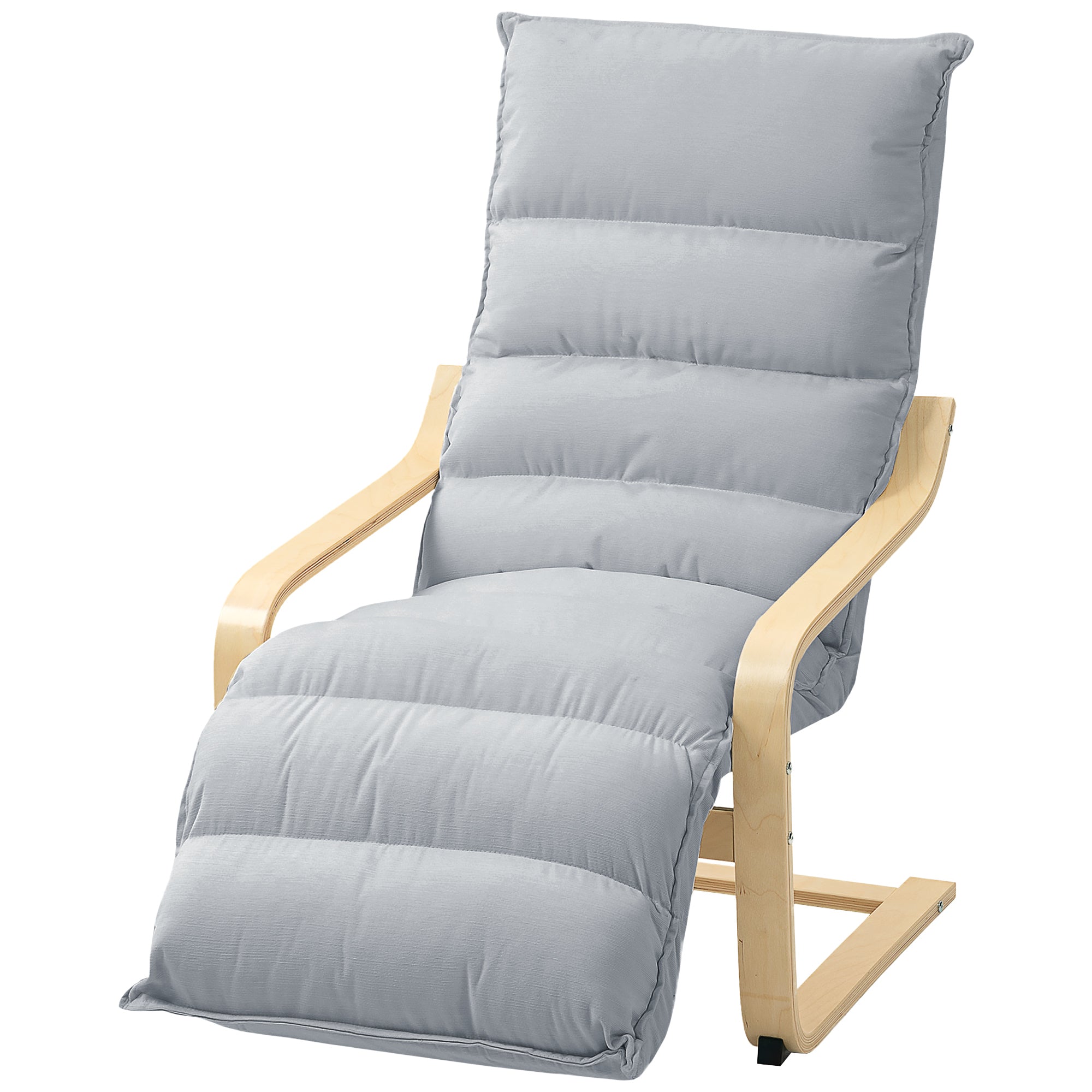 Modern Accent Chair, Velvet Upholstered Living Room Chair with Footrest, Wood Frame, Comfy Armchair for Bedroom, Balcony, Light Grey