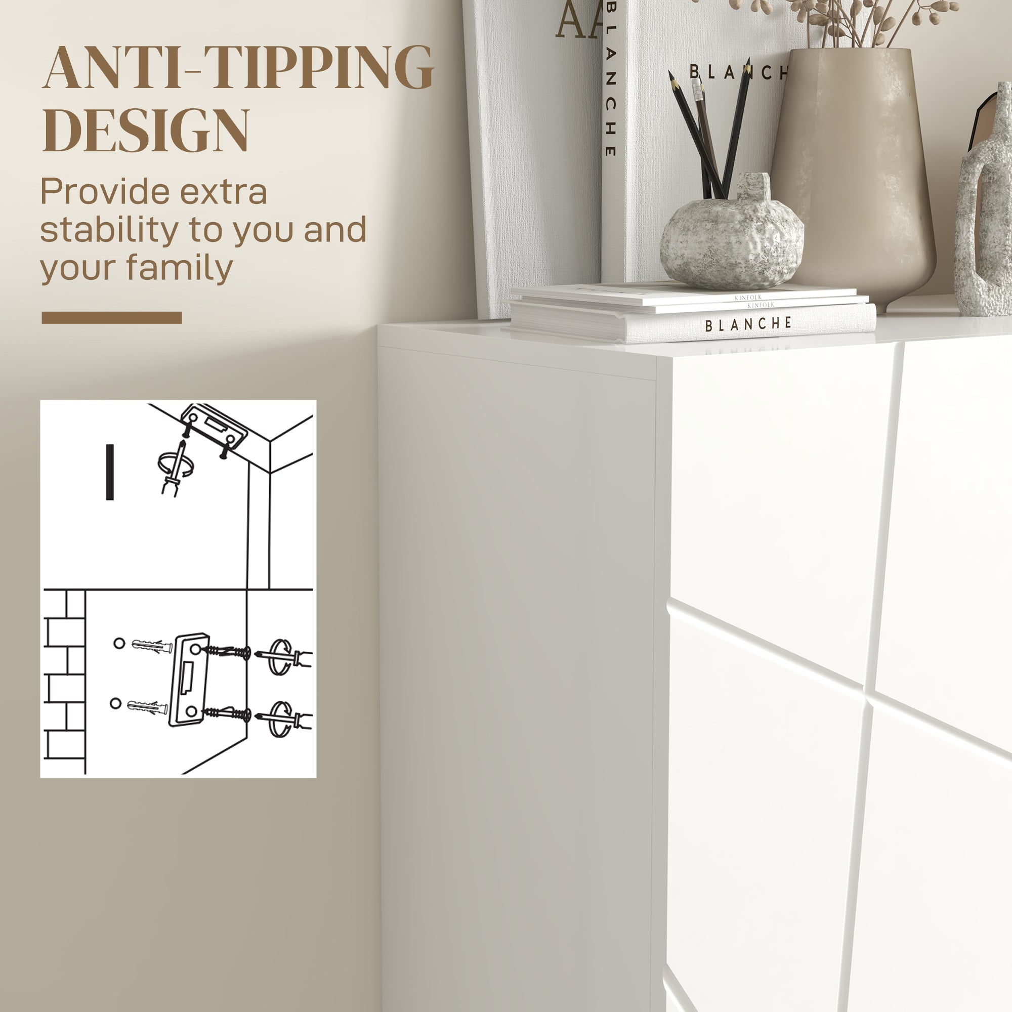 HOMCOM Narrow Shoe Cabinet with High Gloss, Slim Shoe Storage Cabinet with Soft-Close Hinges and Adjustable Shelves for 15-20 Pairs of Shoes, White