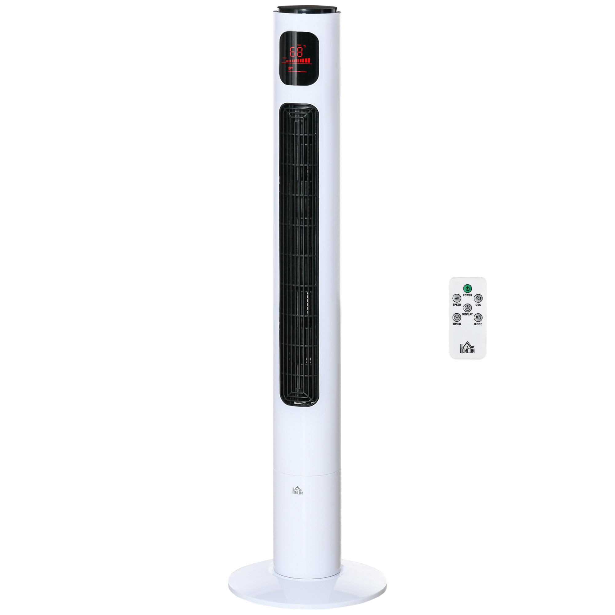 46'' Tower Fan for Bedroom, 70° Oscillating Bladeless Standing Fan with 3 Speeds, 3 Modes, 12H Timer, LED Display, Remote Controller, White