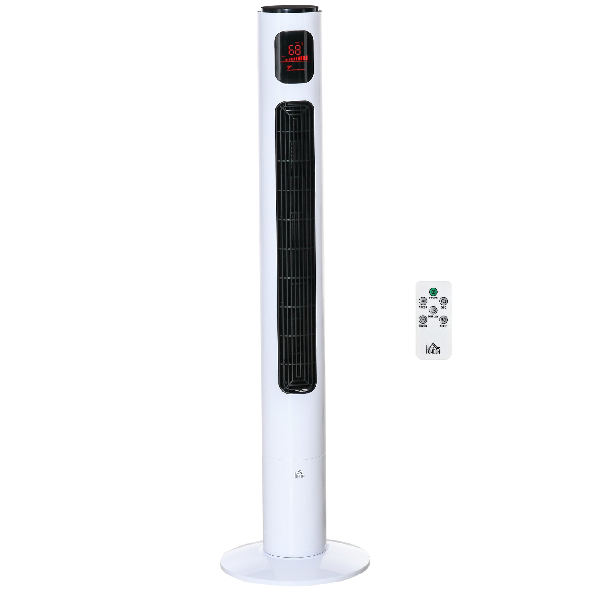 46'' Tower Fan for Bedroom, 70° Oscillating Bladeless Standing Fan with 3 Speeds, 3 Modes, 12H Timer, LED Display, Remote Controller, White