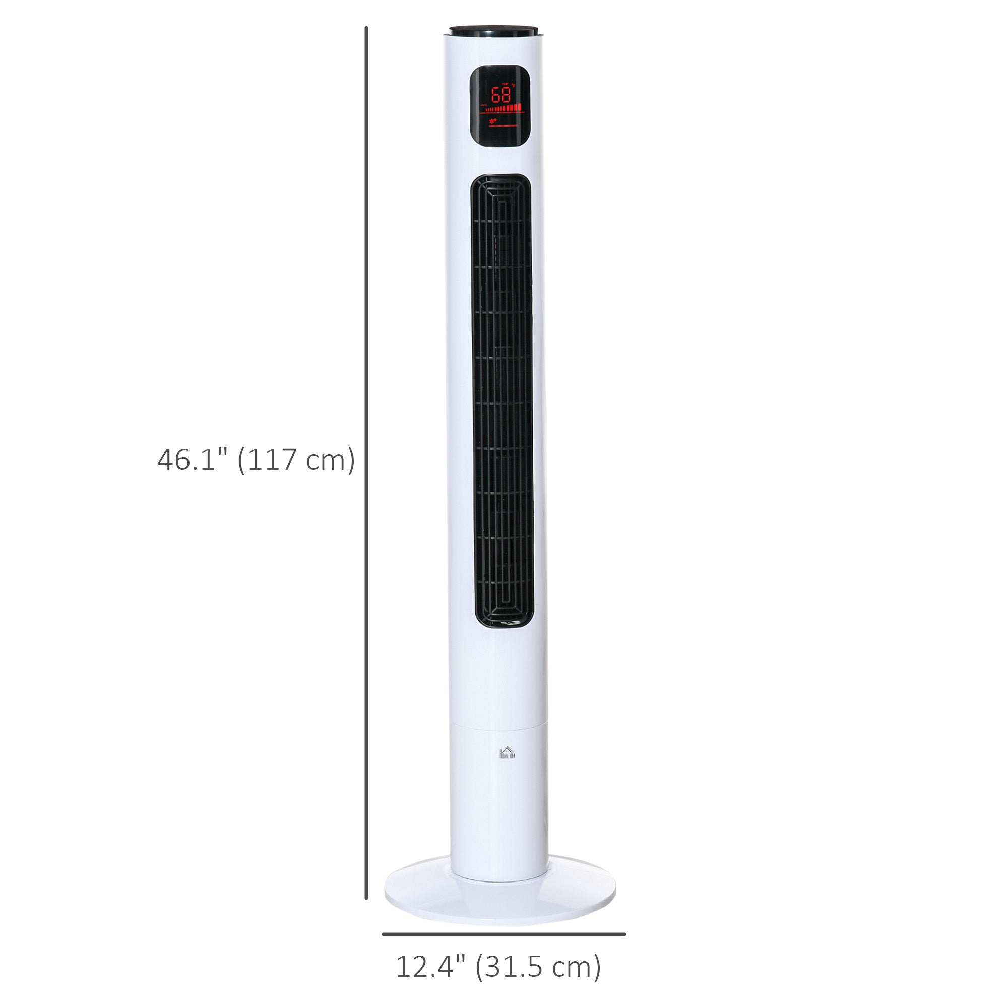 46'' Tower Fan for Bedroom, 70° Oscillating Bladeless Standing Fan with 3 Speeds, 3 Modes, 12H Timer, LED Display, Remote Controller, White