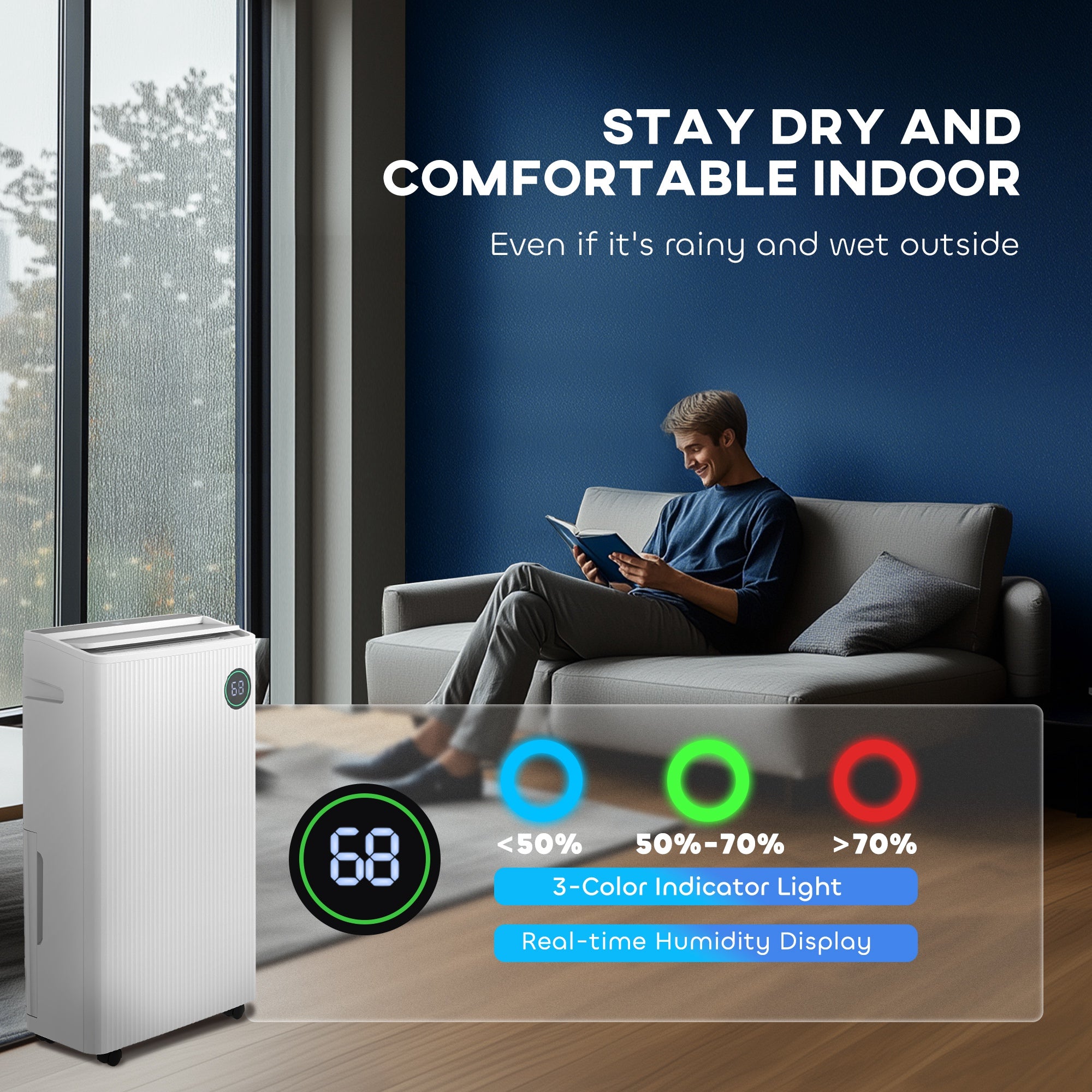 HOMCOM 16L/Day Dehumidifier with Air Purifier and HEPA Filter, UVC, Ioniser, 5.5L Water Tank, 24H Timer, for Home Damp, Condensation, Mould and Laundry Drying, White