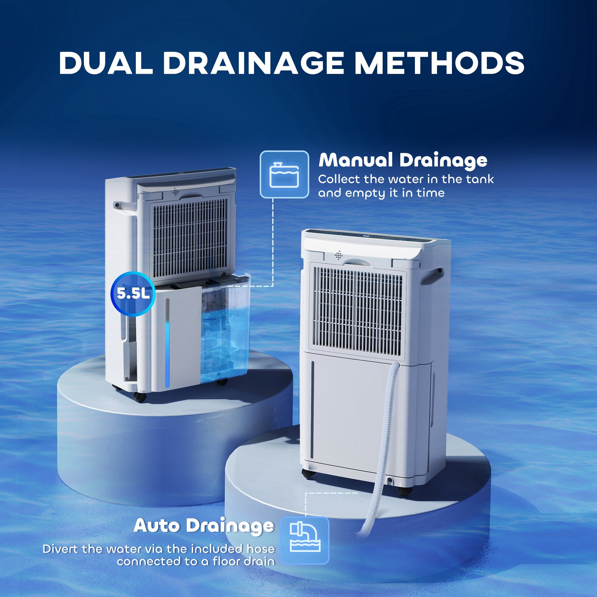 HOMCOM 16L/Day Dehumidifier with Air Purifier and HEPA Filter, UVC, Ioniser, 5.5L Water Tank, 24H Timer, for Home Damp, Condensation, Mould and Laundry Drying, White