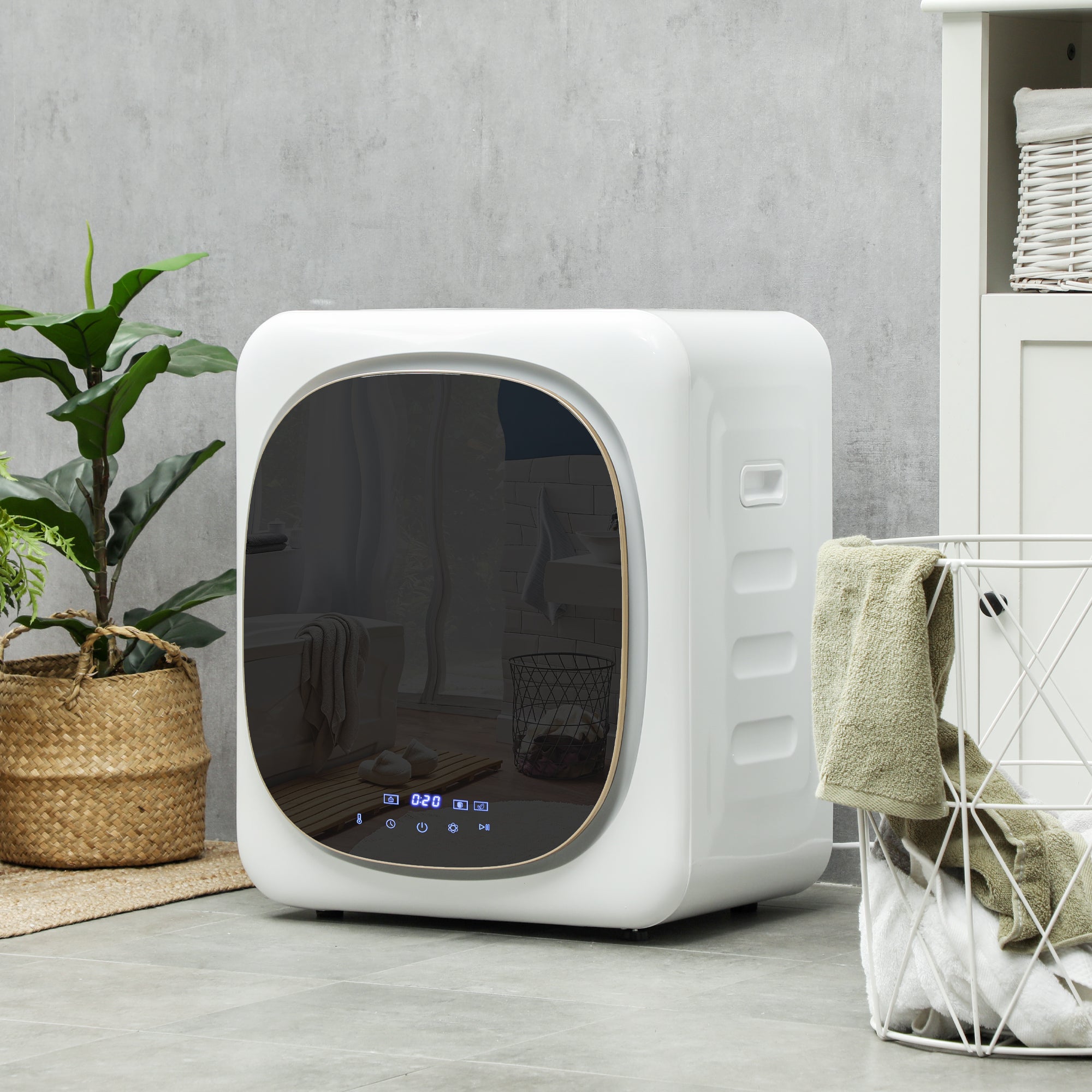 HOMCOM 4kg Vented Tumble Dryer with Deodorize, Smart Mode, 800W Compact Tumble Dryer with Stainless Steel Tub, Front Load, for Flat, Home, RVs, White