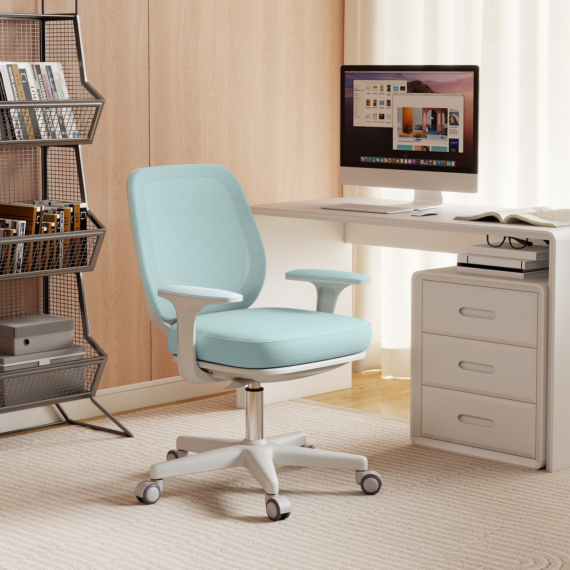 Office Chair, Breathable Mesh Swivel Desk Chair with Adjustable Height for Home Office, Study, Light Green