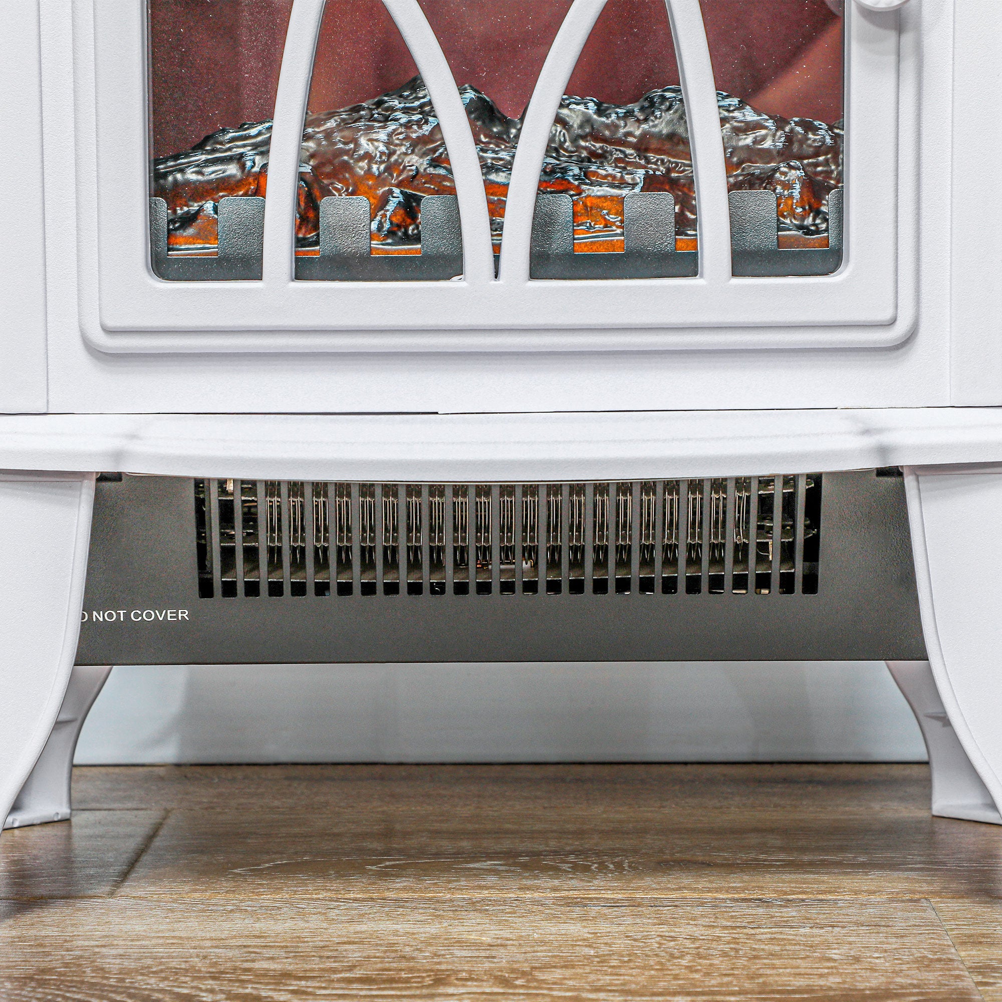 Electric Fireplace Heater with Flame Effect & Overheat Protection, 750W/1500W, White