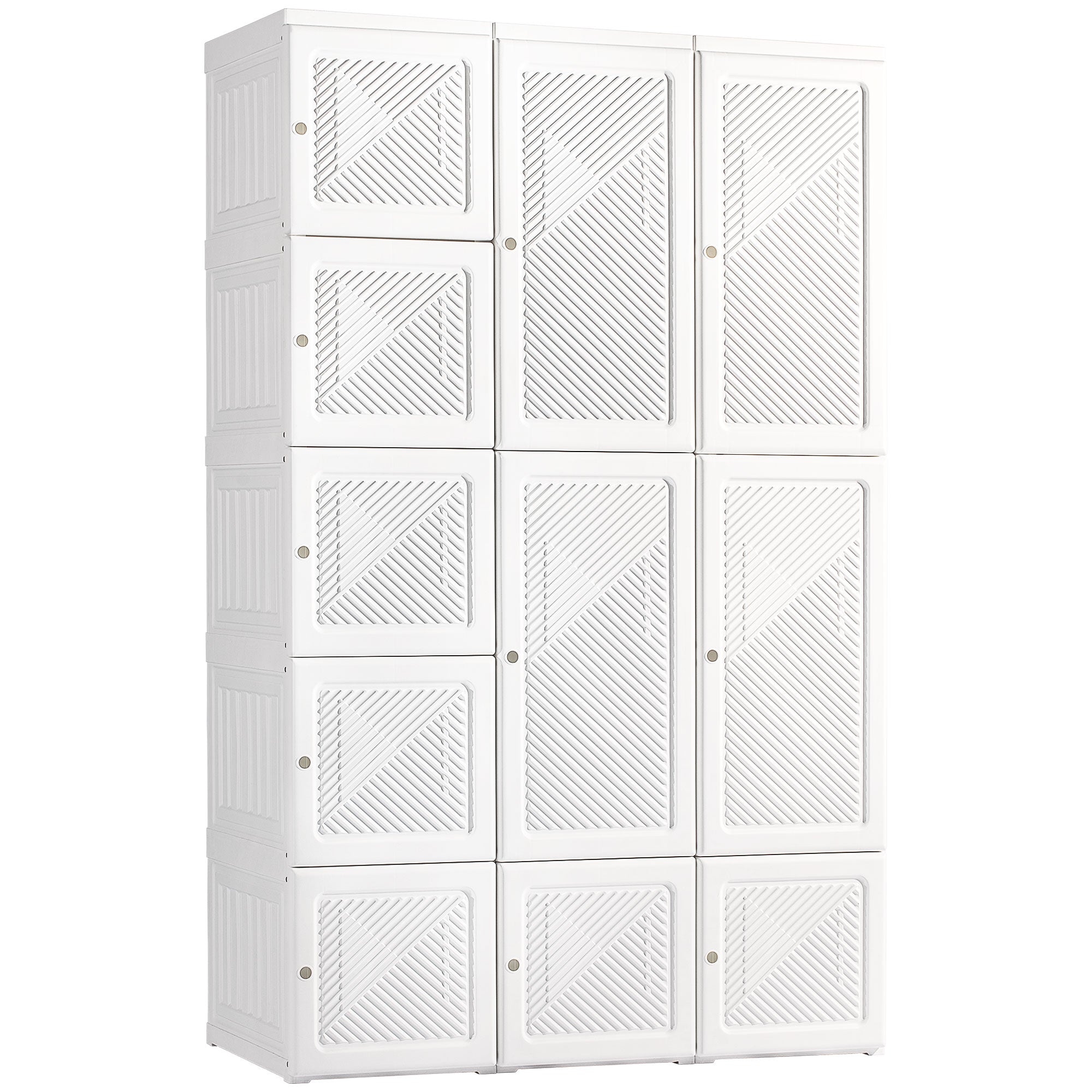 Portable Wardrobe Closet, Folding Armoire Clothes Organizer w/ 8 Cube Compartments, White