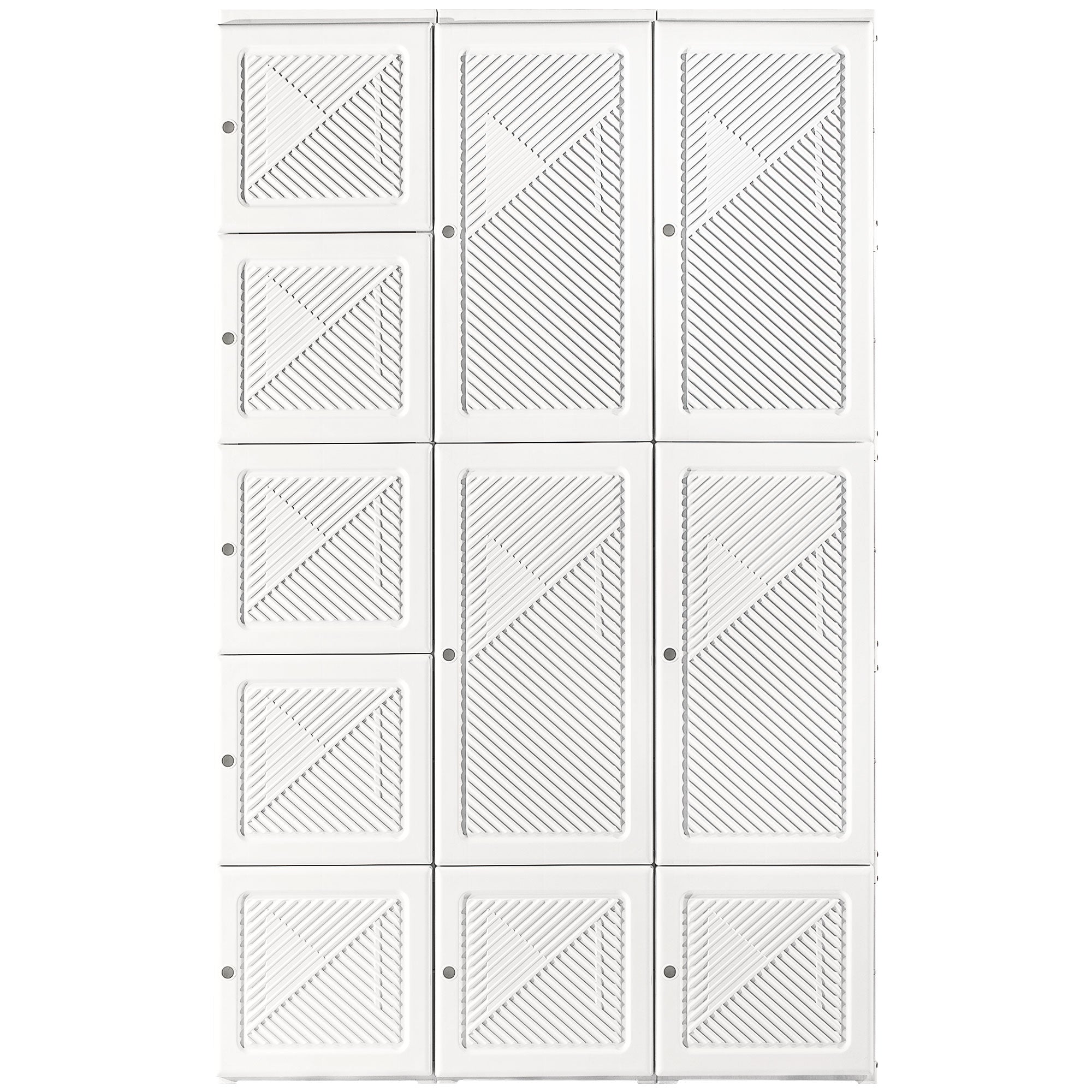 Portable Wardrobe Closet, Folding Armoire Clothes Organizer w/ 8 Cube Compartments, White
