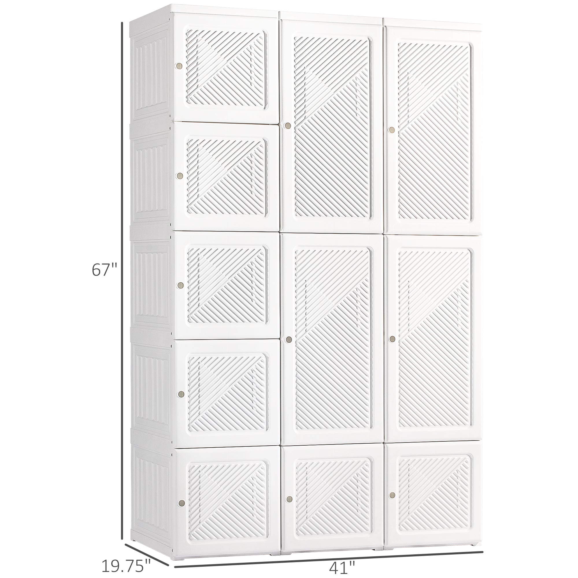 Portable Wardrobe Closet, Folding Armoire Clothes Organizer w/ 8 Cube Compartments, White