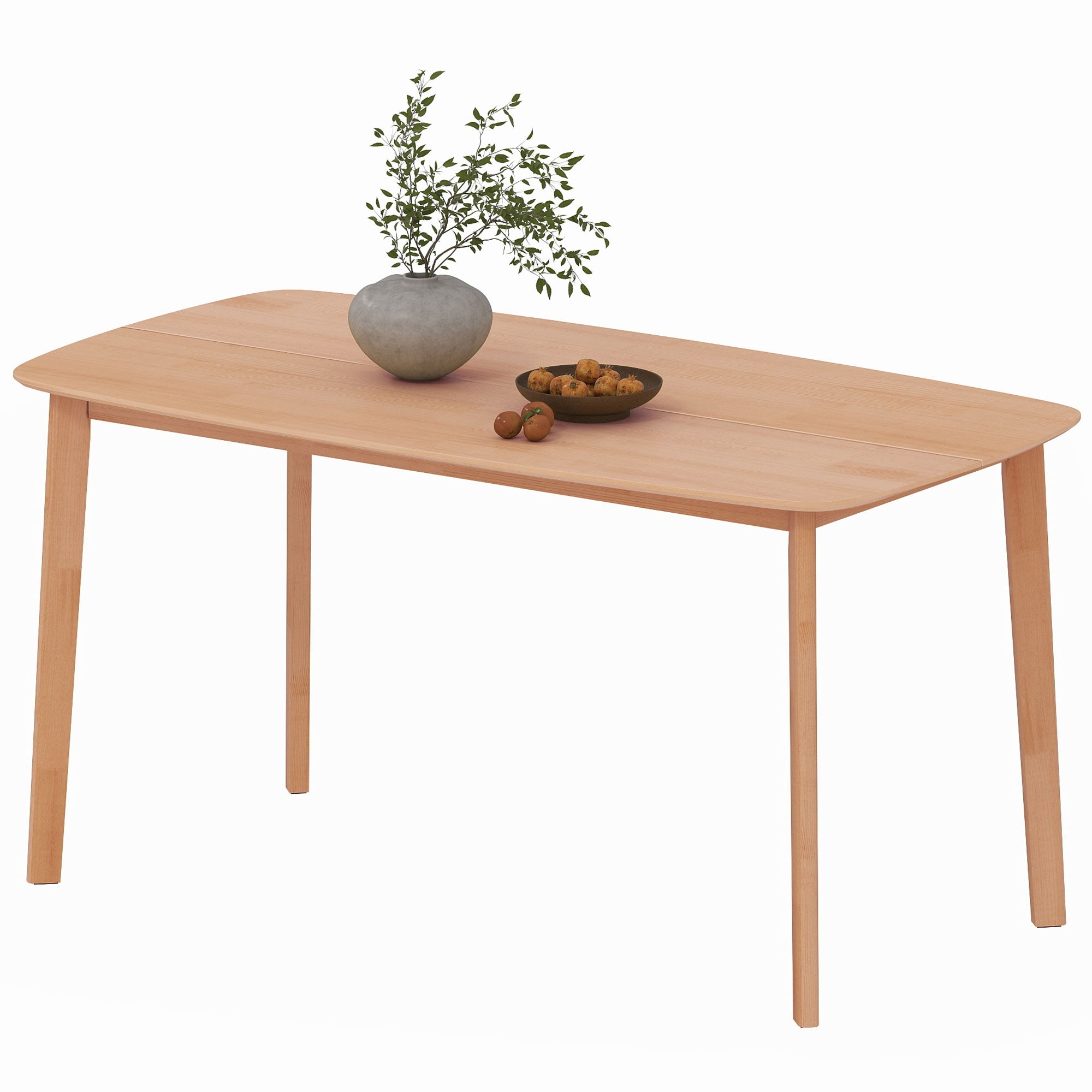 Solid Wood Dining Table for 6 People, 47" Long Rustic Rectangular Kitchen Table with Large Tabletop for Dining Room, Natural