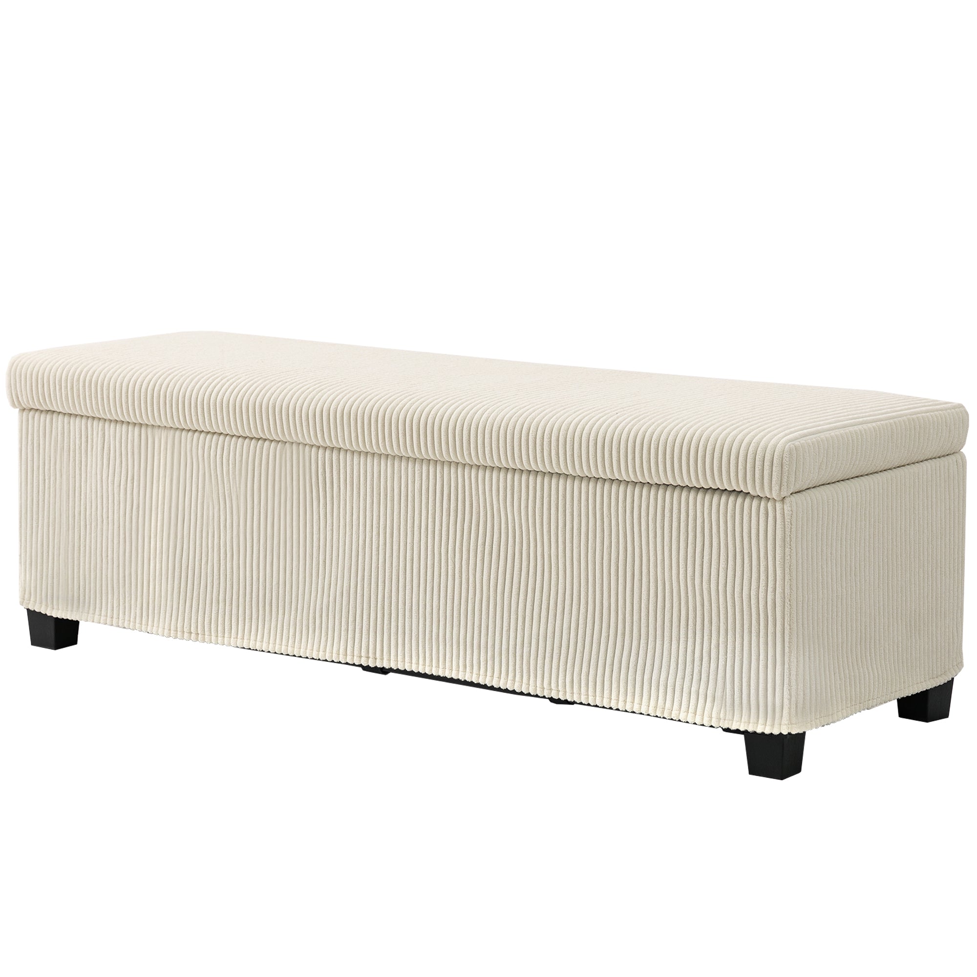 HOMCOM 47 Inches Storage Ottoman Bench, Foot Rest with Legs, Removable Lid, End of Bed Bench, Corduroy Storage Chest for Living Room, Bedroom, Entryway, Beige
