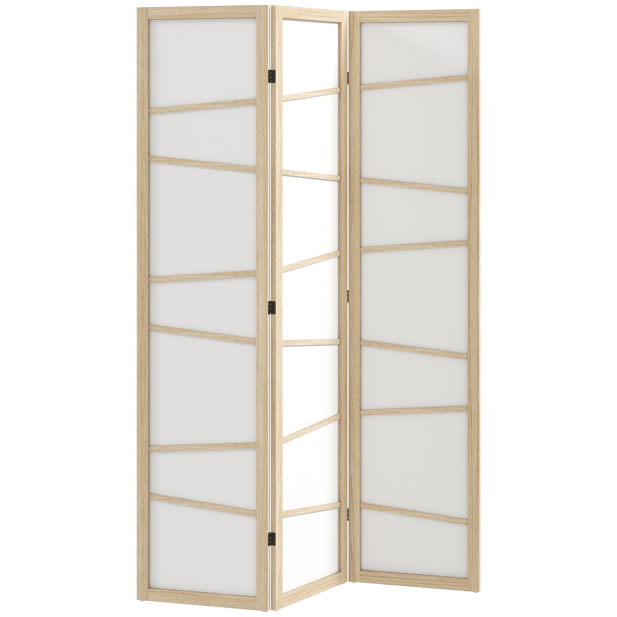3 Panel Room Divider, Wooden Folding Privacy Screen, Freestanding Wall Partition Separator for Bedroom, Natural Wood Finish