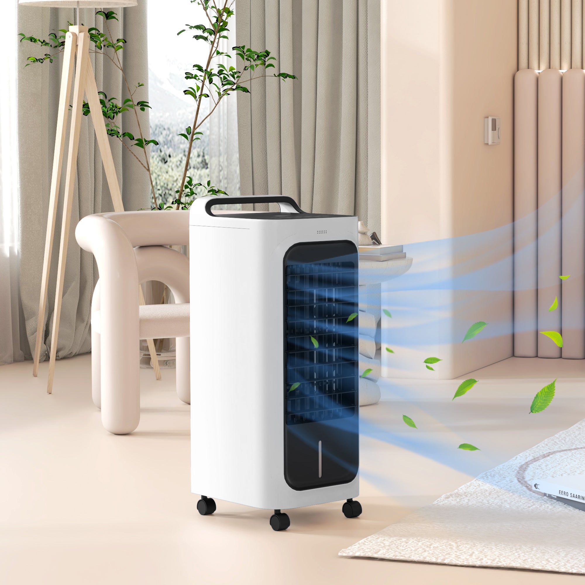 HOMCOM Portable Air Cooler, 3-in-1 Evaporative Air Cooler with 5L Water Tank, Oscillation, 3 Fan Speeds, 3 Modes, 2 Ice Packs, 7H Timer, LED Display, for Home Office