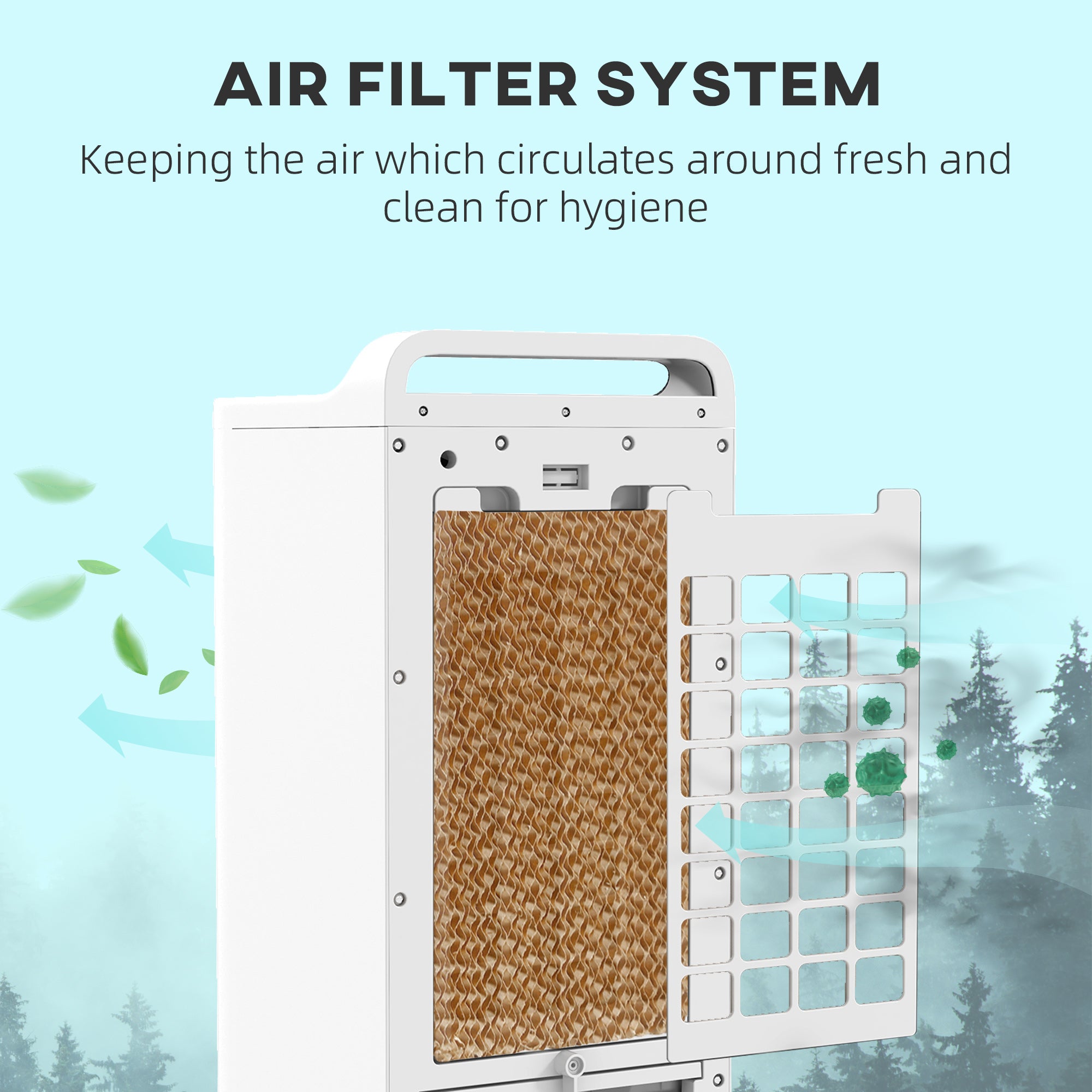 HOMCOM Portable Air Cooler, 3-in-1 Evaporative Air Cooler with 5L Water Tank, Oscillation, 3 Fan Speeds, 3 Modes, 2 Ice Packs, 7H Timer, LED Display, for Home Office
