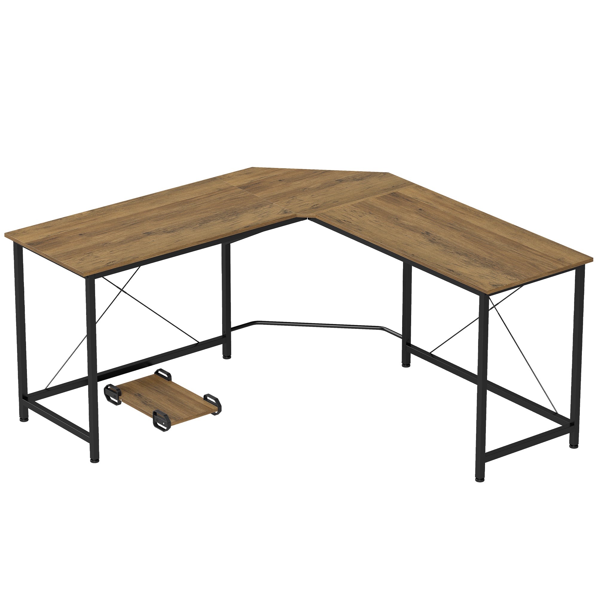 L-Shaped Desk, Gaming Desk, 150 x 150 x 75 cm, Corner Computer Desk for Study, Home Office, Bedroom, Grey Wood Effect