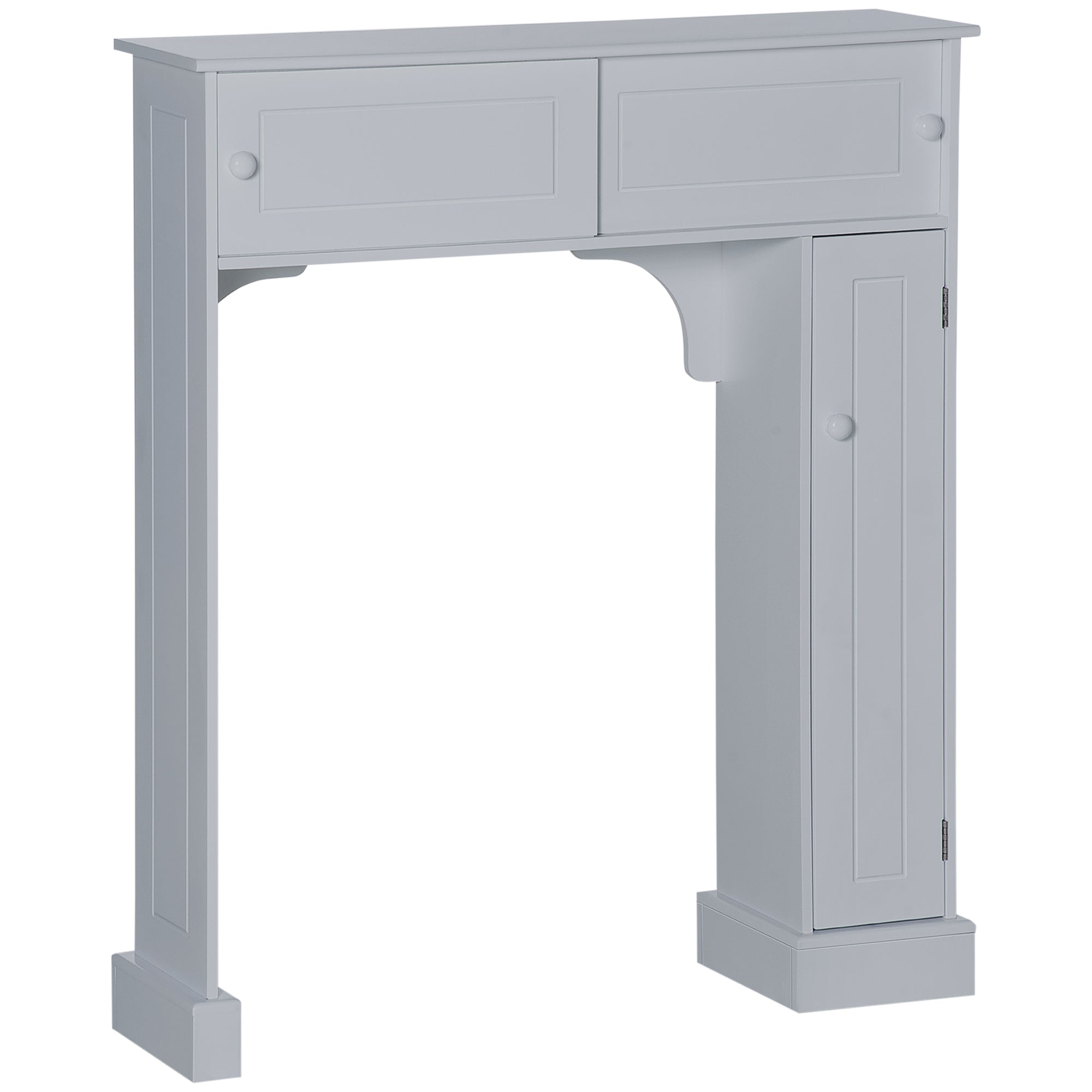 Over Toilet Bathroom Organizer, Freestanding Storage Cabinet with Adjustable Shelves, Gray