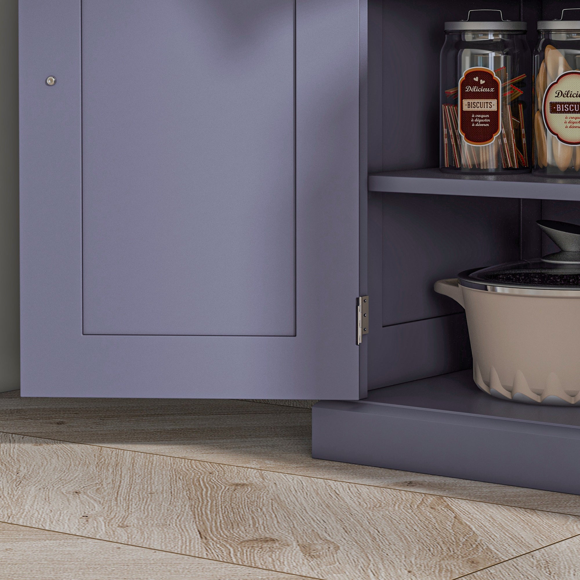 72" Kitchen Pantry Storage Cabinet Cupboard w/ 4 Doors & 3 Adjustable Shelves, Navy Blue