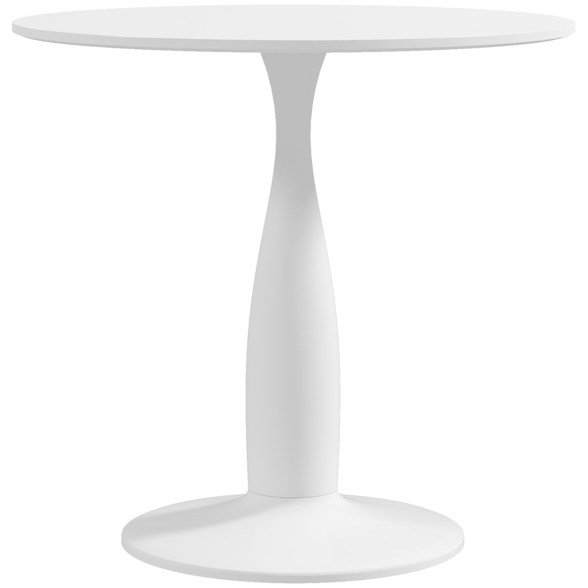 HOMCOM Round Dining Table for 2, Modern Kitchen Table with Steel Base, Non-slip Foot Pad for Living Room, Dining Room, White