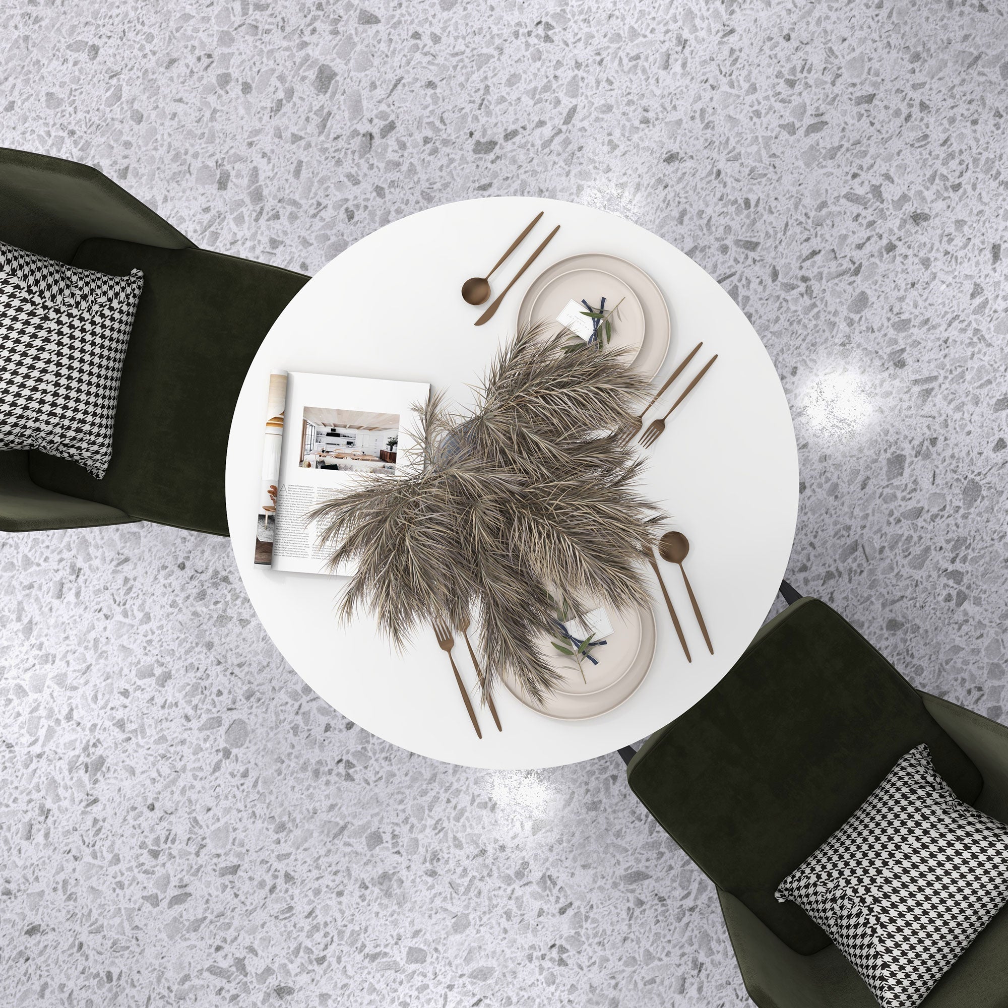 HOMCOM Round Dining Table for 2, Modern Kitchen Table with Steel Base, Non-slip Foot Pad for Living Room, Dining Room, White