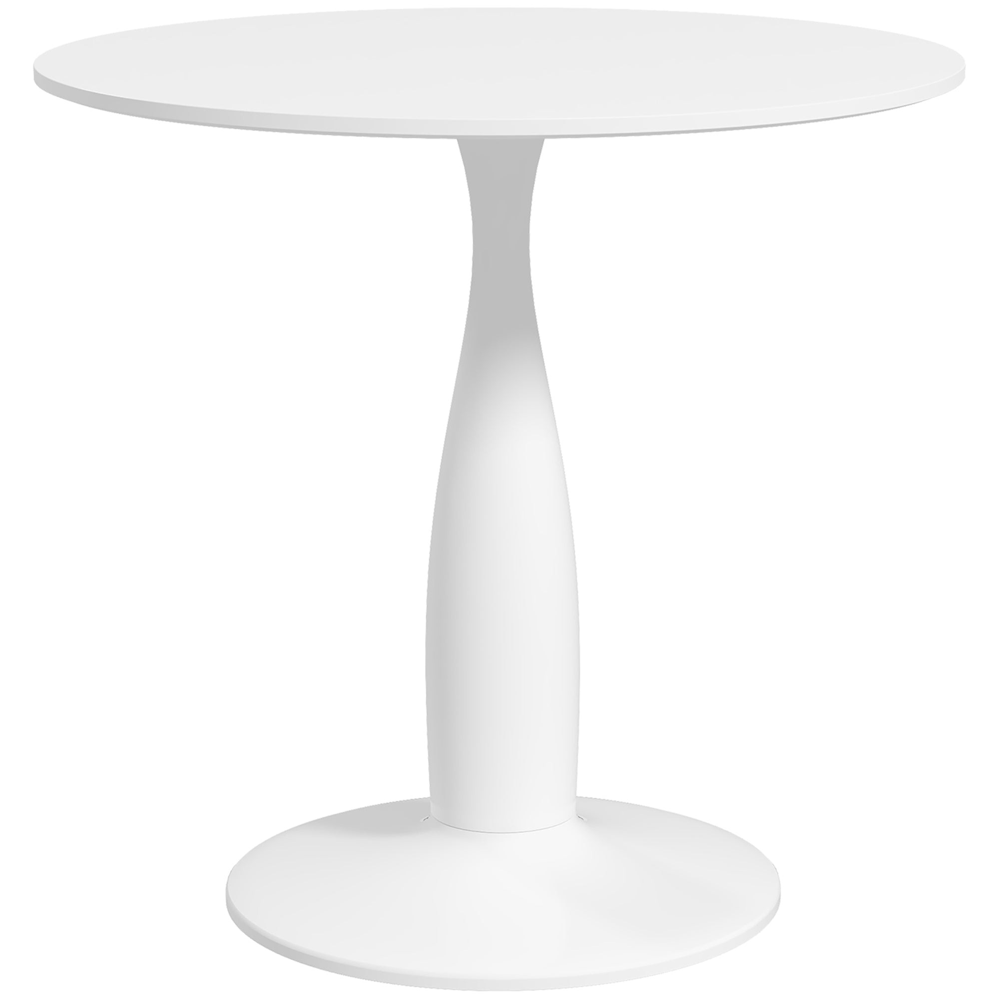 HOMCOM Round Dining Table for 2, Modern Kitchen Table with Steel Base, Non-slip Foot Pad for Living Room, Dining Room, White