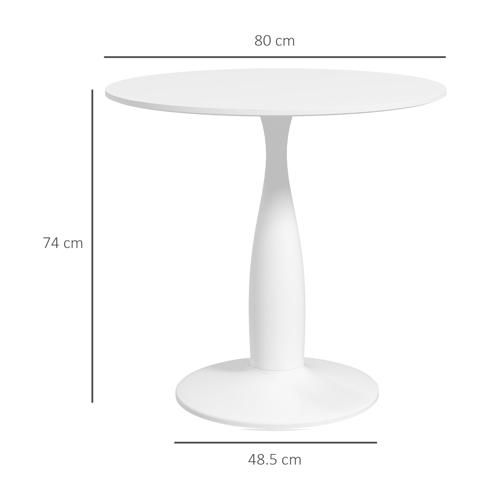 HOMCOM Round Dining Table for 2, Modern Kitchen Table with Steel Base, Non-slip Foot Pad for Living Room, Dining Room, White