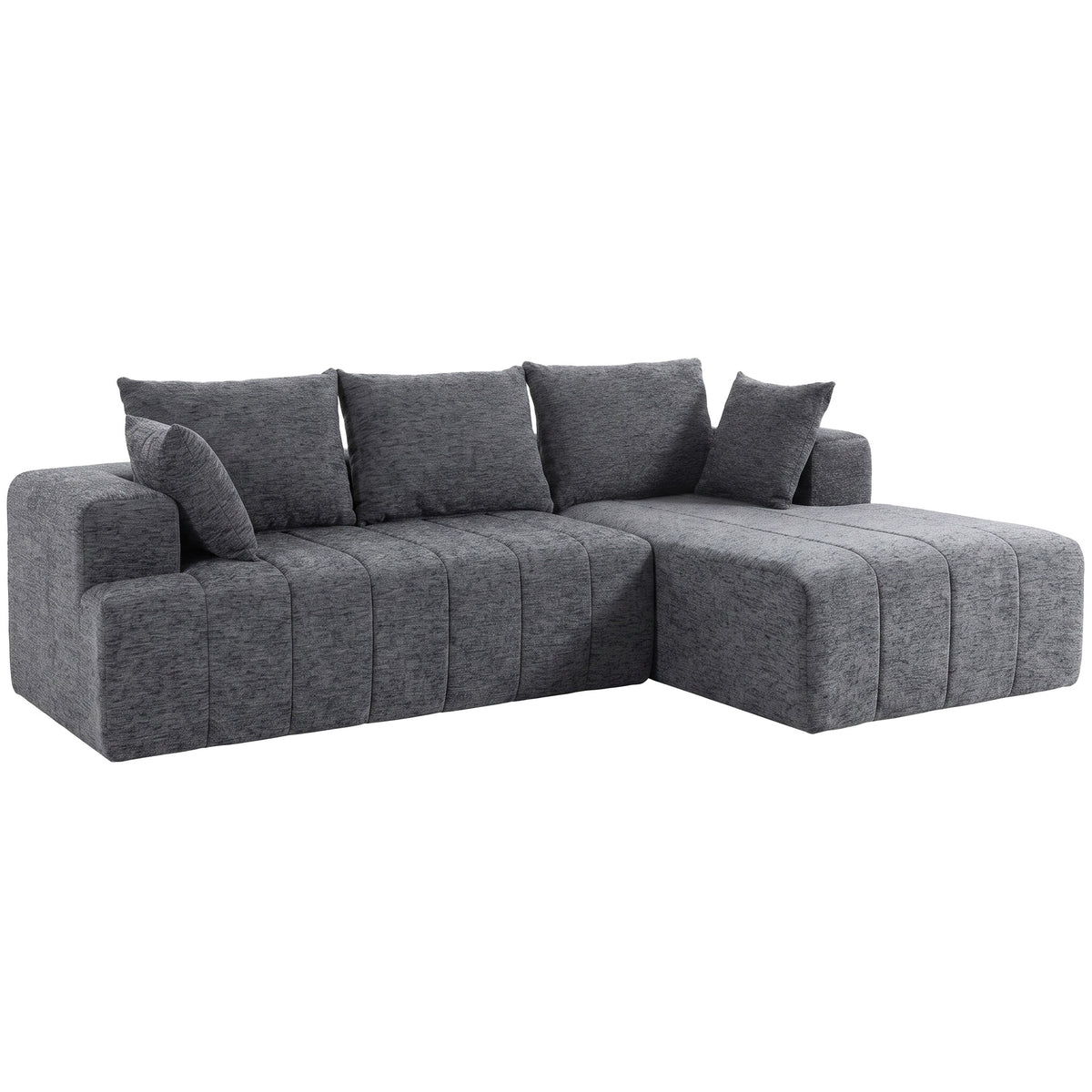 101" Modular Sectional Sofa with Chaise, Chenille Boneless Cloud Sofa Bed, 3 Seater L-Shaped Couch with Spring Cushion, Wide and Deep Seat, Wide Arms, No Assembly, Grey