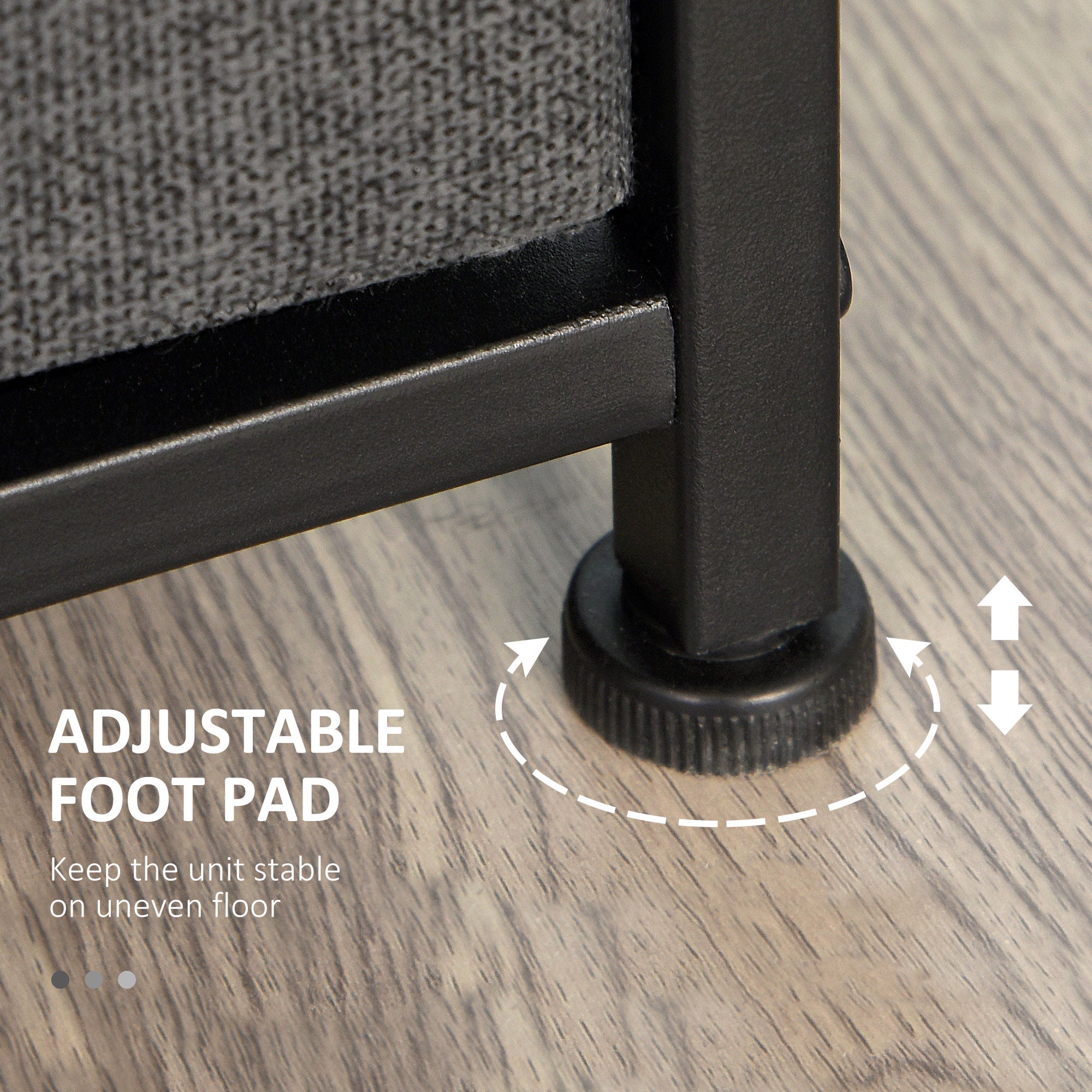 Linen Drawer Cabinet Organizer Storage Dresser Tower with 4 Removable Drawer Metal Frame Adjustable Feet for Living Room, Kitchen, Bathroom, Black