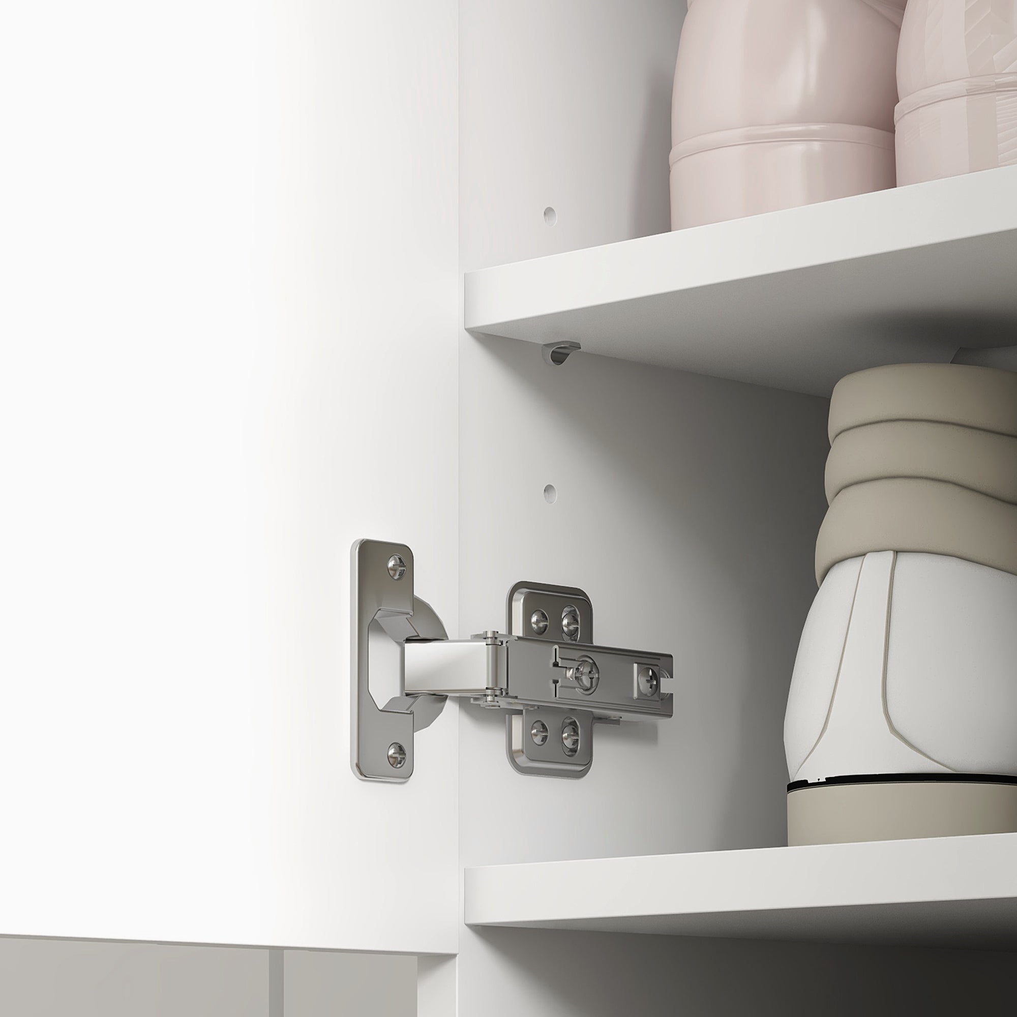 HOMCOM Narrow Shoe Cabinet for Entryway Shoe Storage Cabinet with 2 Doors, Adjustable Shelves and Open Shelf for 15 Pairs of Shoes, White