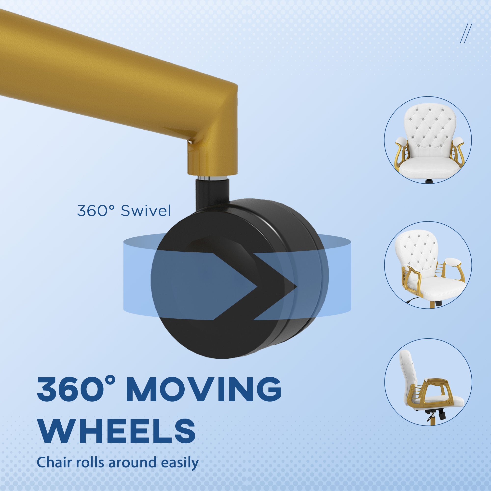 Vinsetto Office Chair, Swivel Desk Chair, Velvet Vanity Chair with Adjustable Height and Rolling Wheels for Home Work Study, Cream White