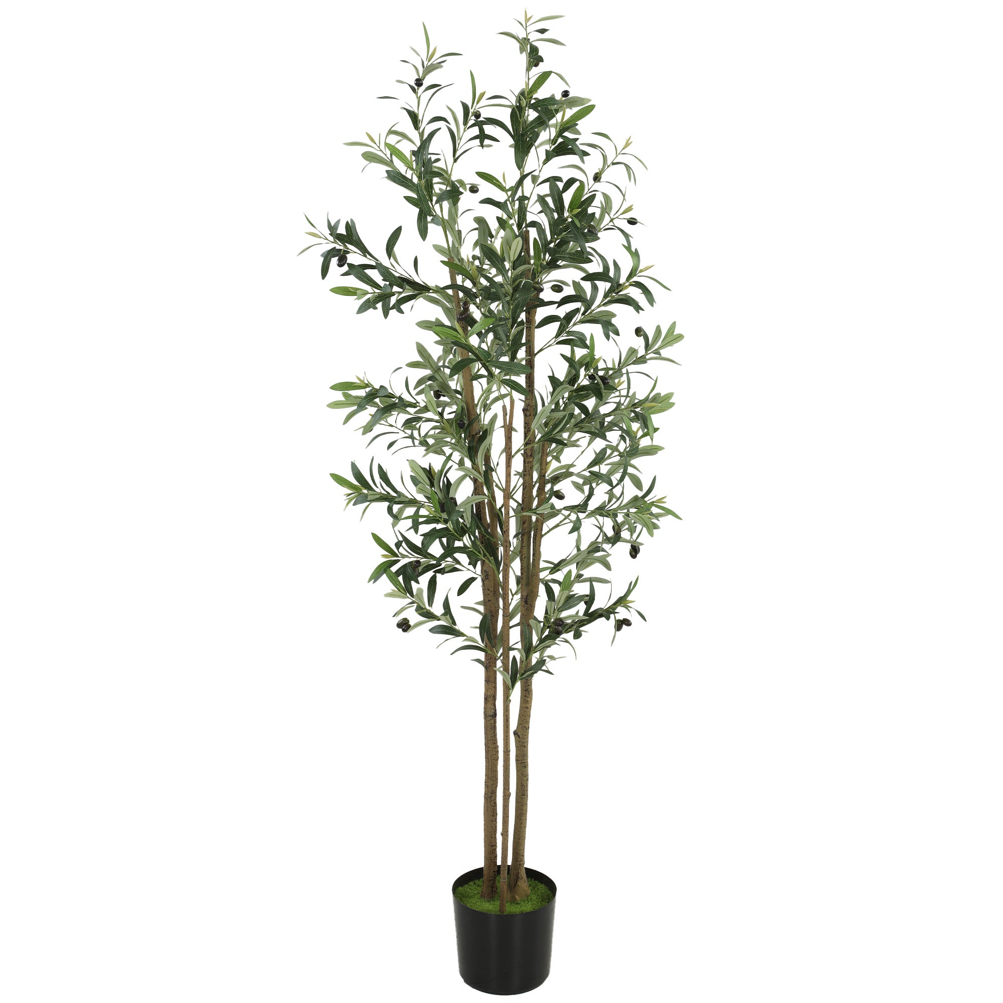 175 cm Artificial Olive Tree, Tall Faux Plant with 787 Leaves & Adjustable Branches, Artificial Plant for Living Room Home Office Floor Indoors Outdoors