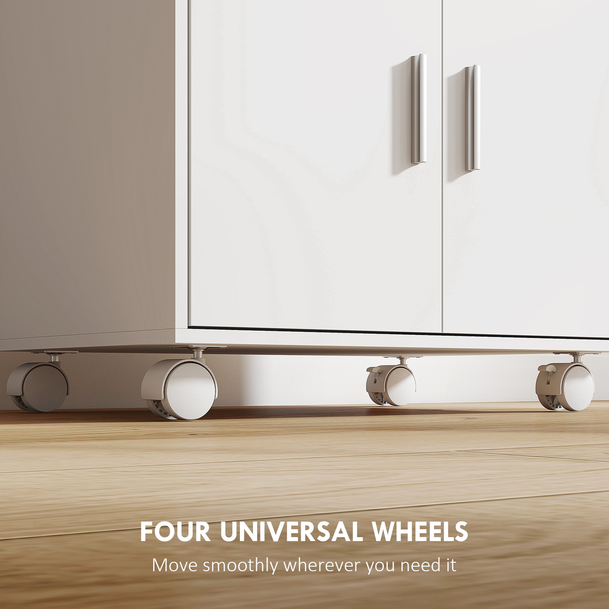 Microwave Cart with Wheels, Microwave Stand with Worktop, Open Shelves and Drawer, Storage Cabinet, White