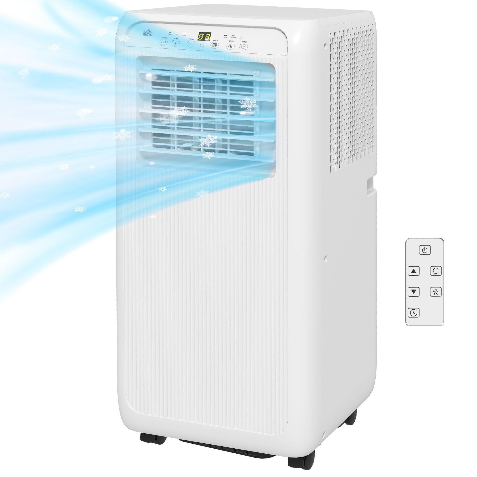 HOMCOM 9000 BTU Air Conditioning Unit, 3-in-1 Portable Air Conditioner, Dehumidifier, Cooling Fan with 2 Speeds, Remote Control, Digital Display, 24H Timer, Window Venting Kit, 20m²