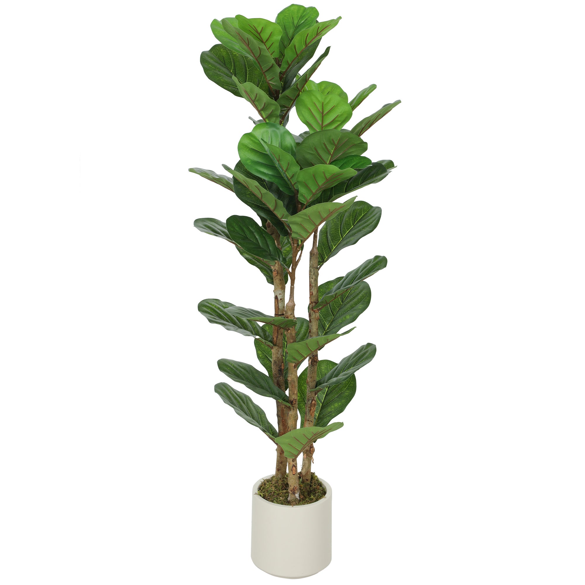 4FT Artificial Fiddle Leaf Fig Tree with Solid Wood Trunks, Lifelike Fake Tree with 45 Leaves in Pot for Indoor Living Room Office Home Decor, Green