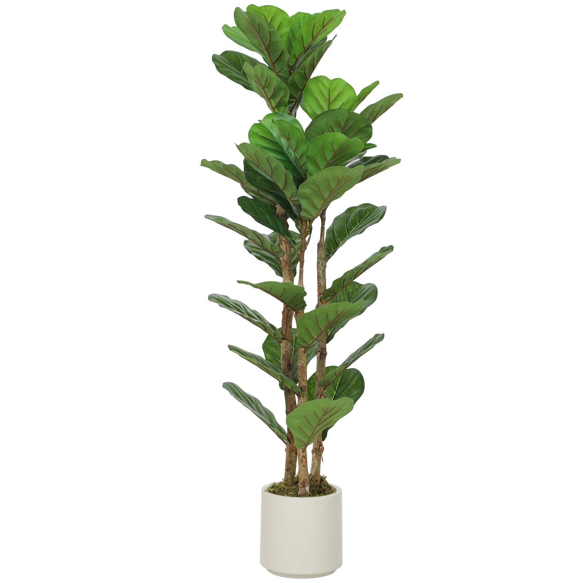 4FT Artificial Fiddle Leaf Fig Tree with Solid Wood Trunks, Lifelike Fake Tree with 45 Leaves in Pot for Indoor Living Room Office Home Decor, Green