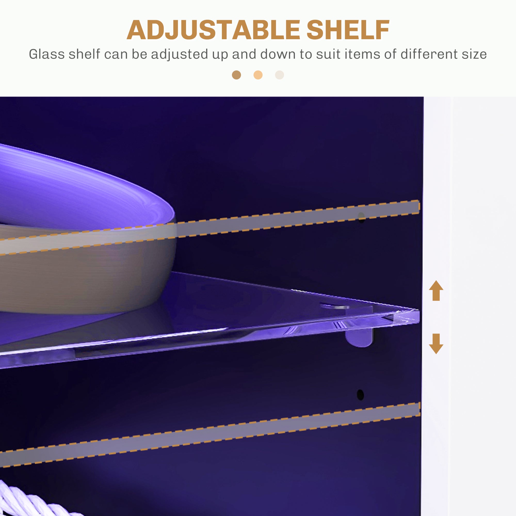 HOMCOM TV Stand Cabinet, 145cm Modern TV Unit with Glass Shelves, RGB LED Light for Living Room, Entertainment Unit for 32 40 43 50 52 55 60 inch 4k TV, White