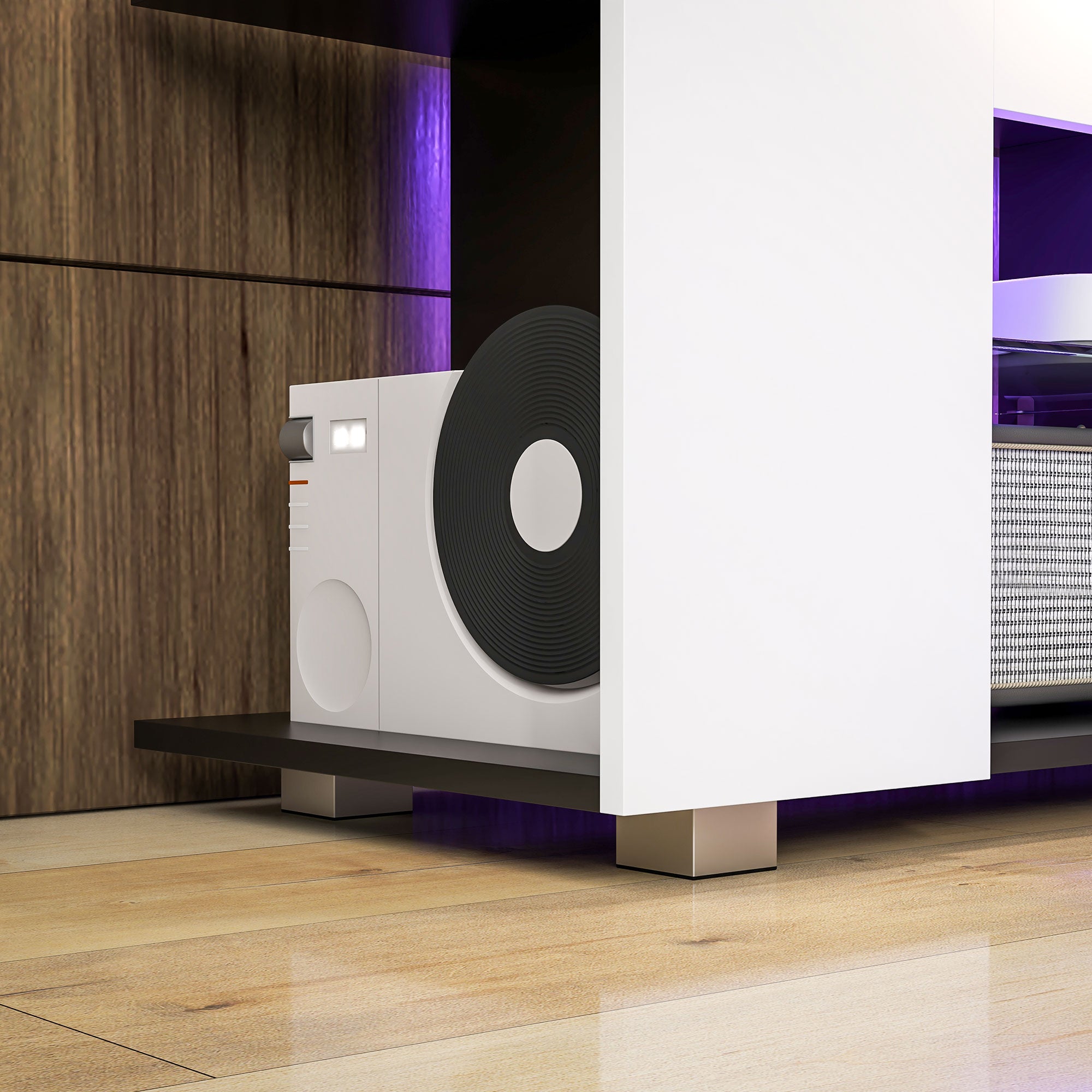 HOMCOM TV Stand Cabinet, 145cm Modern TV Unit with Glass Shelves, RGB LED Light for Living Room, Entertainment Unit for 32 40 43 50 52 55 60 inch 4k TV, White