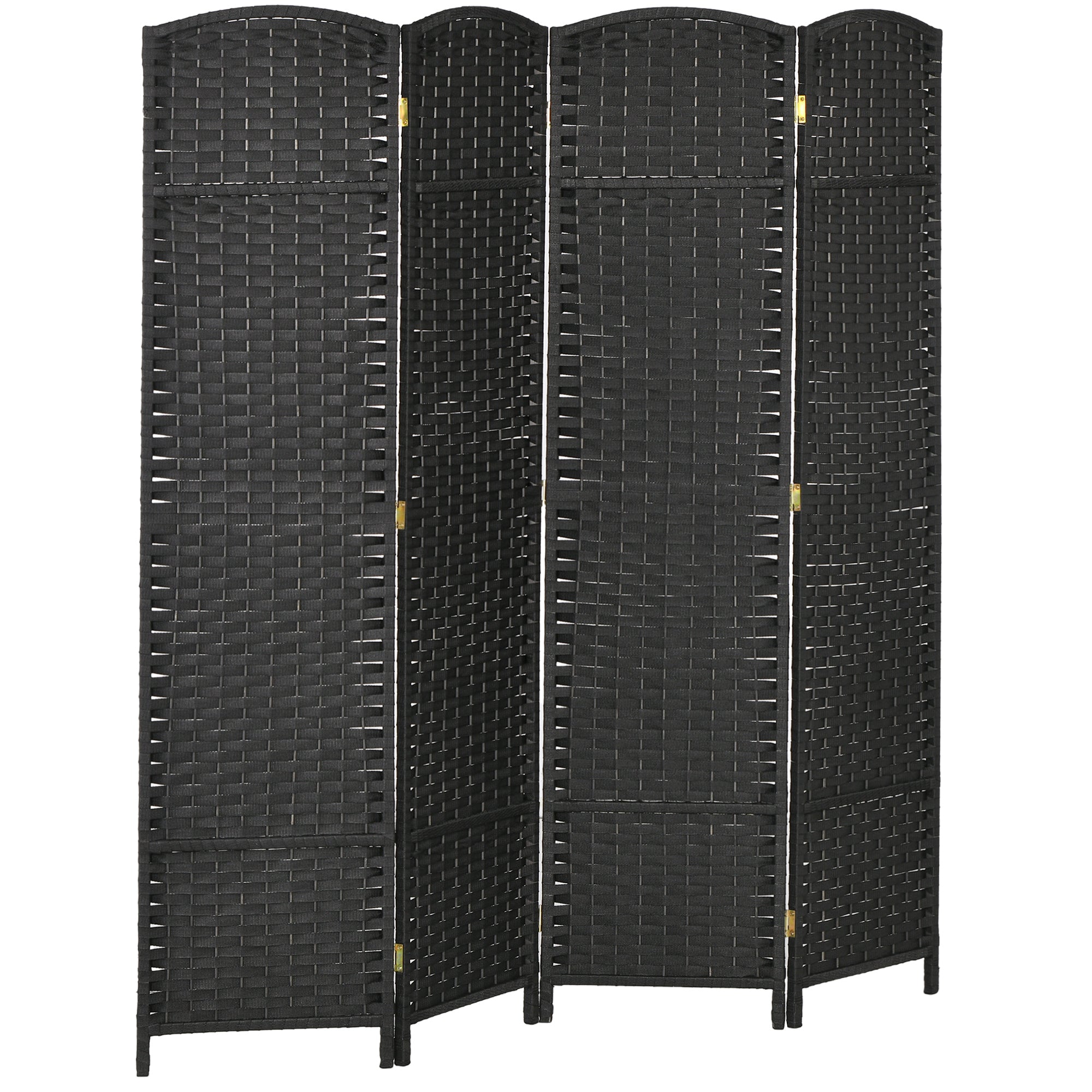 4 Panel 5.6' Tall Privacy Screen Freestanding Room Divider, Black