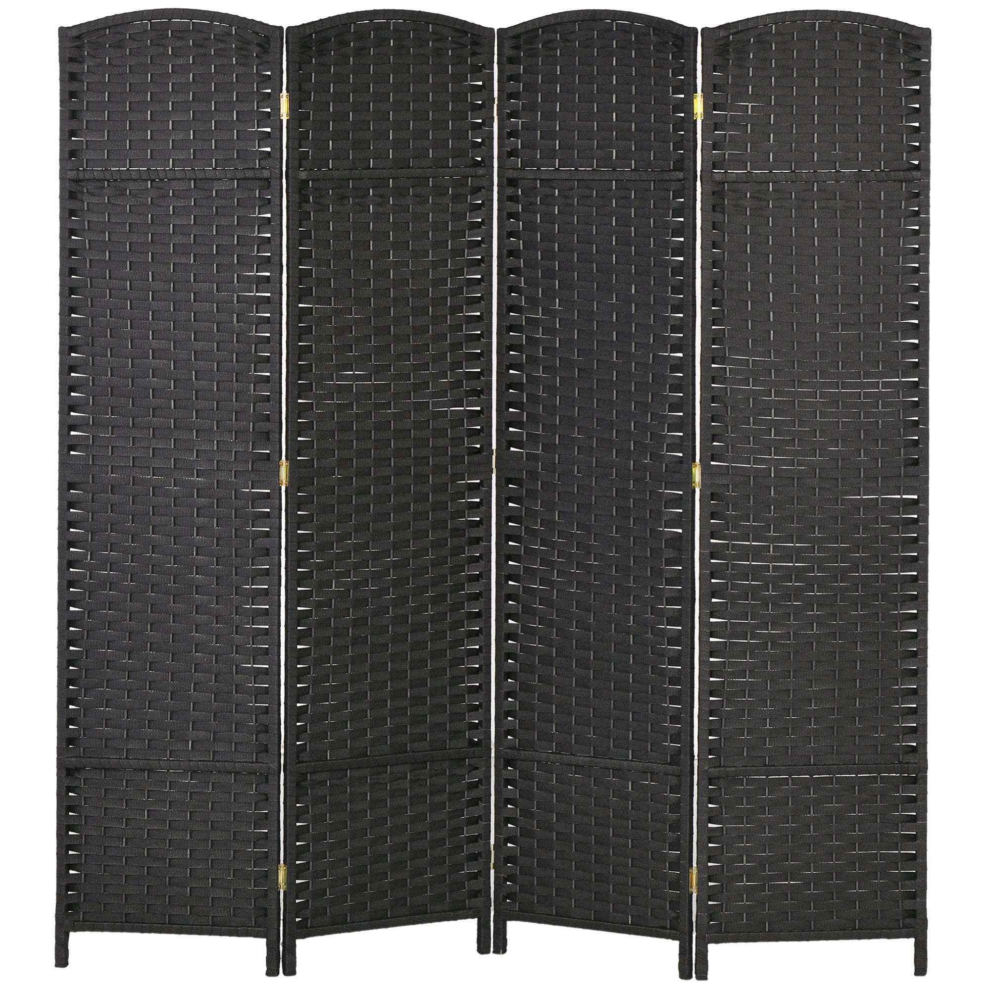 4 Panel 5.6' Tall Privacy Screen Freestanding Room Divider, Black