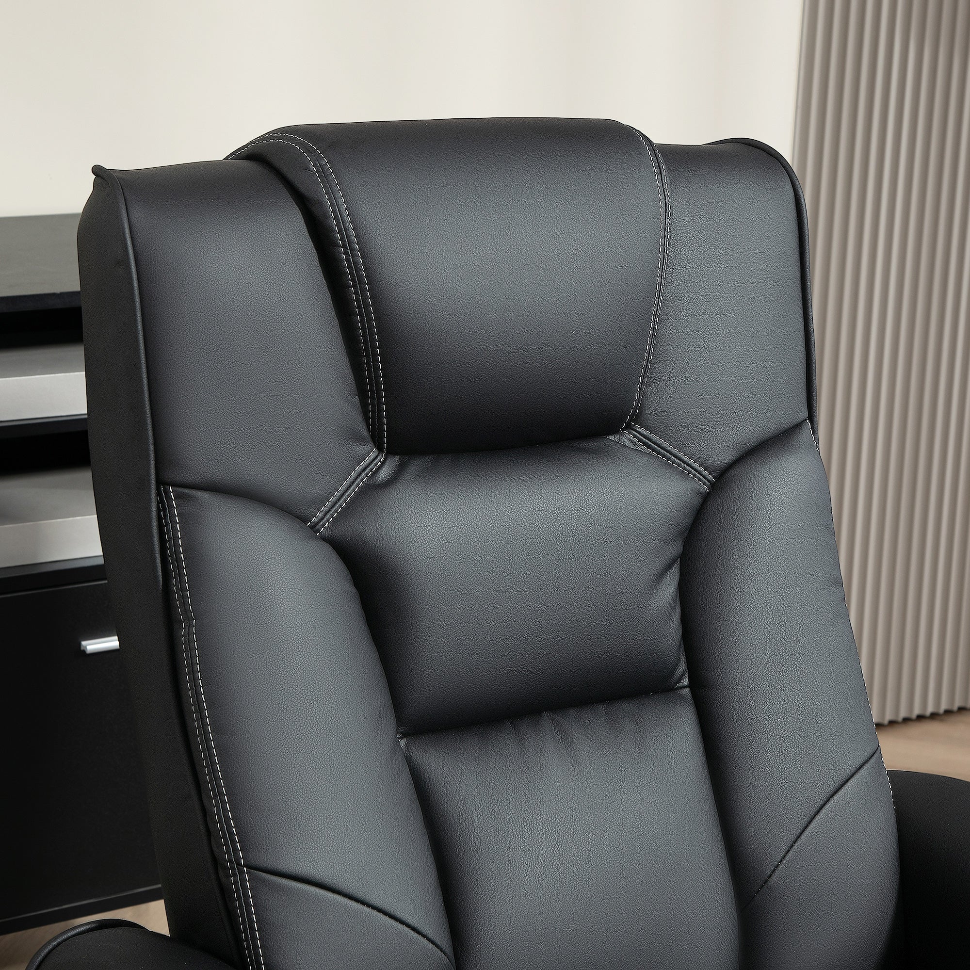 HOMCOM Recliner Chair with Footstool, PU Leather Upholstered Armchair with Adjustable Backrest, Leisure Lounge Chair for Living Room, Bedroom, Black
